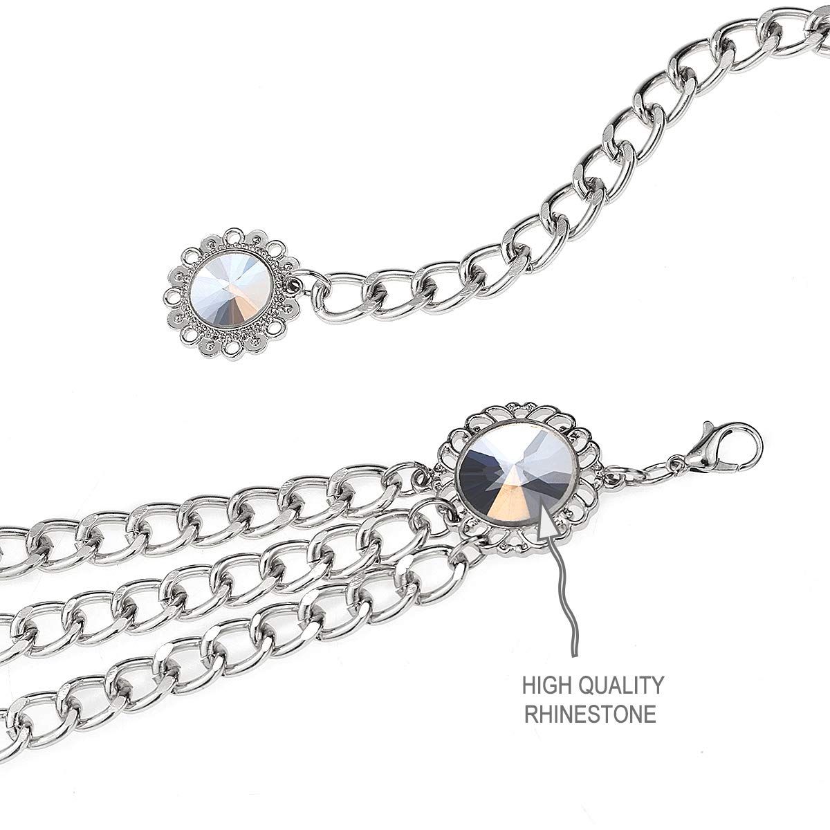 Glamorstar Women's Multilayer Metal Waist Chain Belt - Stylish Body Jewelry for Dresses, Tops & Evening Wear - Perfect for Parties, Weddings & Night Out Fashion Accessories
