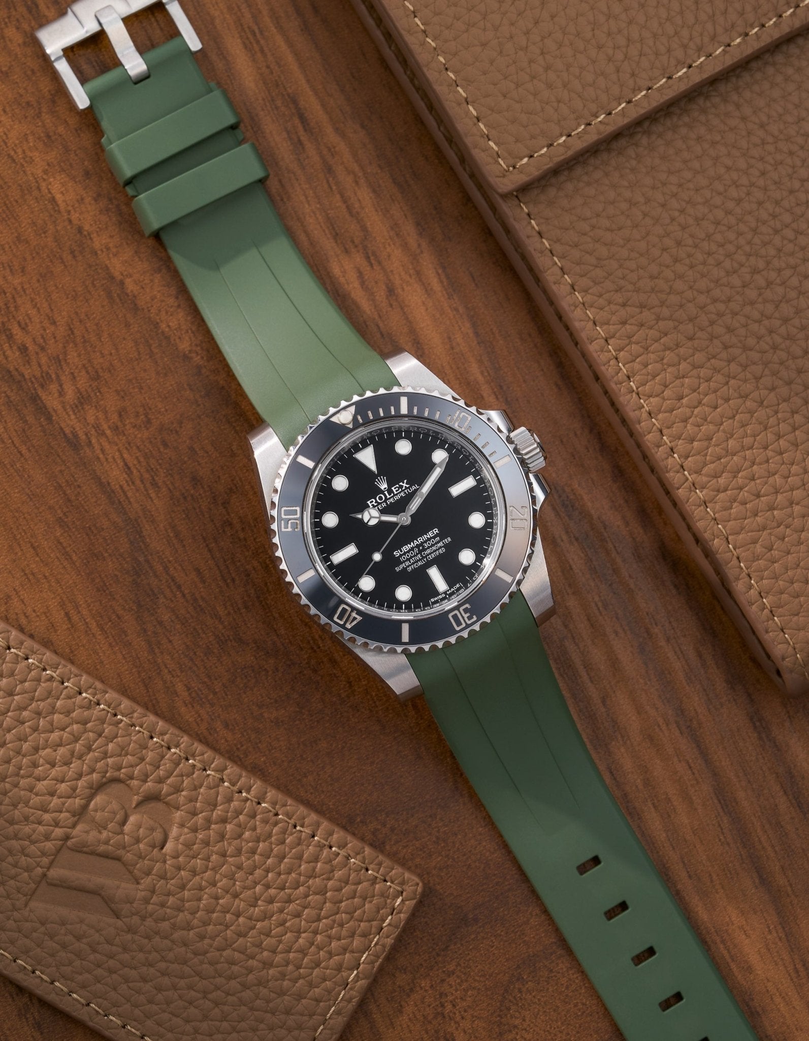 20mm FKM Rubber Watch Band - Durable Green Strap for Diving, Swimming & Outdoor Sports