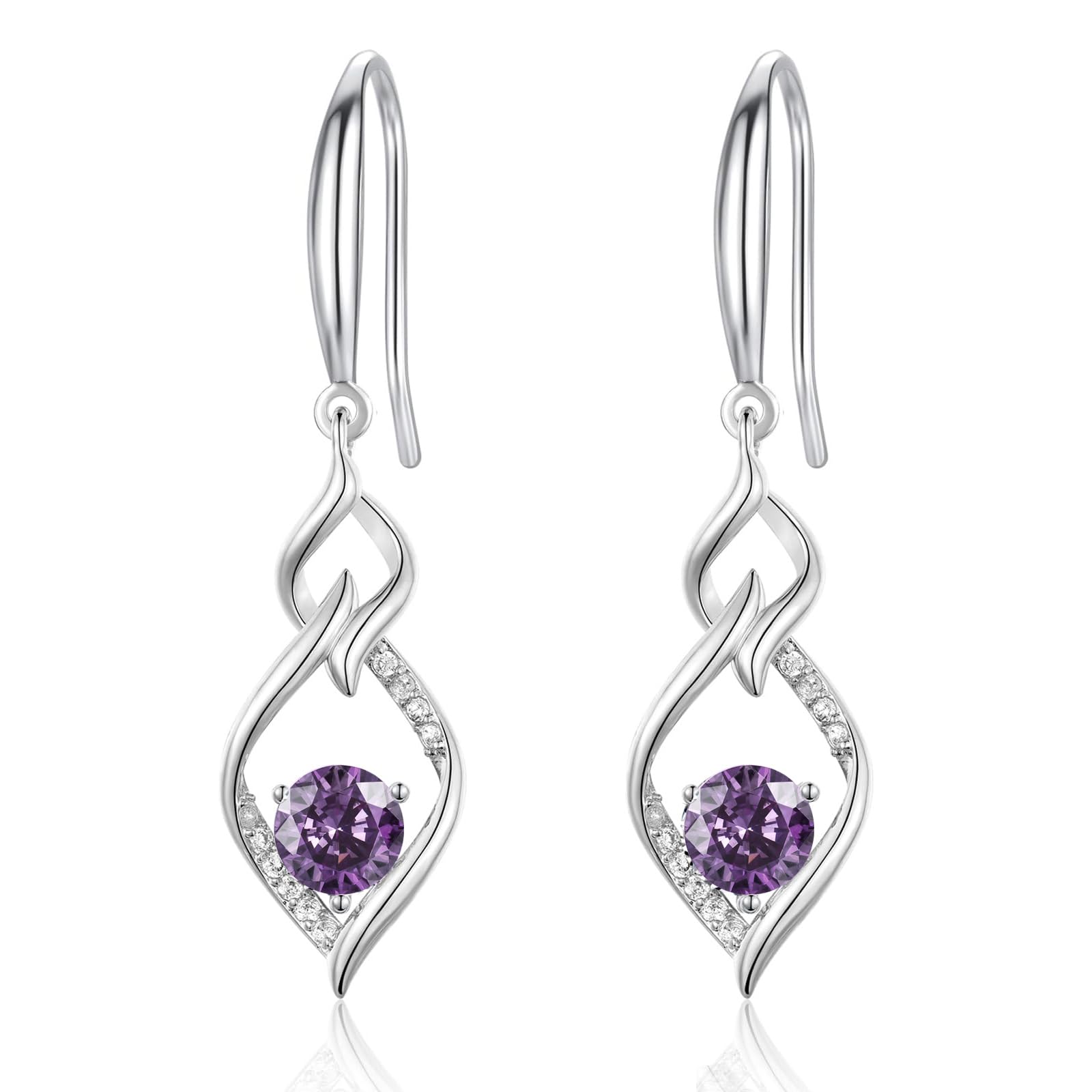 Sterling Silver Drop Earrings for Women | Cubic Zirconia Dangle Earrings | Hypoallergenic Twisted Linear Design for Sensitive Ears | Perfect Gift for Birthday, Christmas, Anniversary | Elegant Jewelry for Party, Wedding & Daily Wear