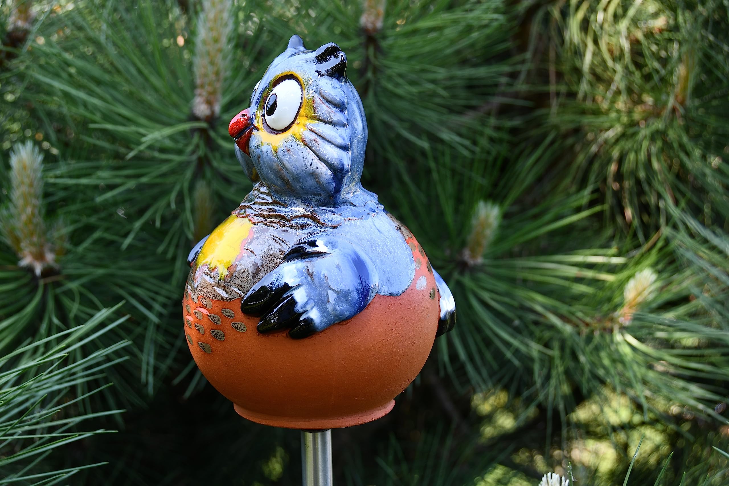 Handmade Ceramic Owl Lawn Stake - Frostproof Outdoor Garden Statue Decor - Unique Gift for Gardeners, Men & Women - Perfect for Yard, Patio & Landscape Decoration