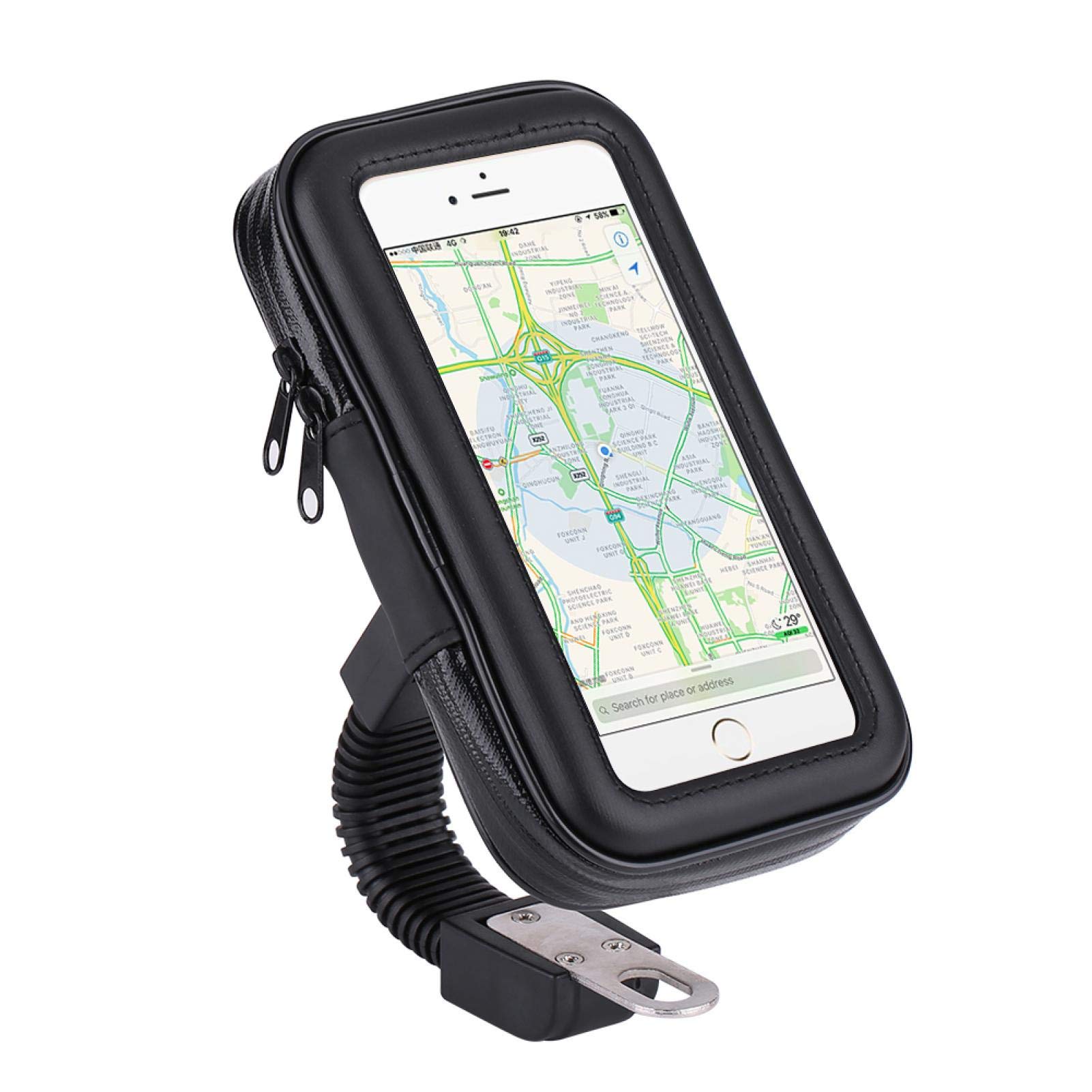 Ymiko Waterproof Motorcycle Phone Mount Holder - Universal Touchscreen Compatible Phone Case Bag with Rearview Mirror Stand for Safe Riding (Perfect for Adventure Tours, Commuting & GPS Navigation)