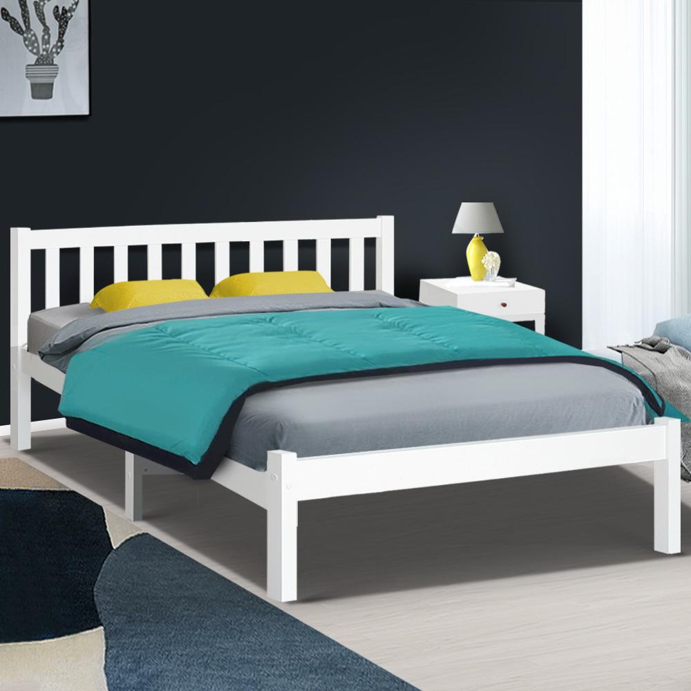 Whitehaven Bed White & Normay Series Pillow Top Mattress - Medium Firm Support for Back Pain Relief | Double Package Included | Perfect for Guest Rooms & Master Bedrooms