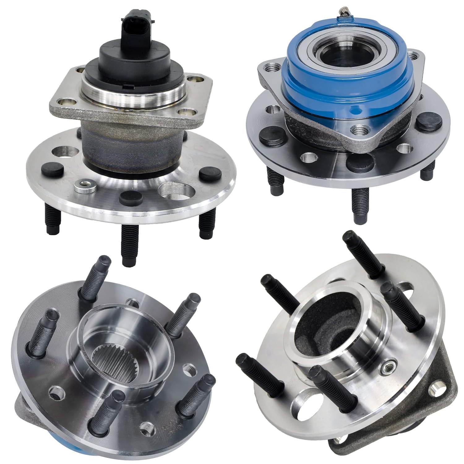 Detroit Axle - 4pc Wheel Bearing Hub Assembly Kit for Pontiac Grand Am, Oldsmobile Alero, Chevy Malibu Classic - Front & Rear Wheel Bearing Replacement - Perfect for DIY Auto Repair & Maintenance
