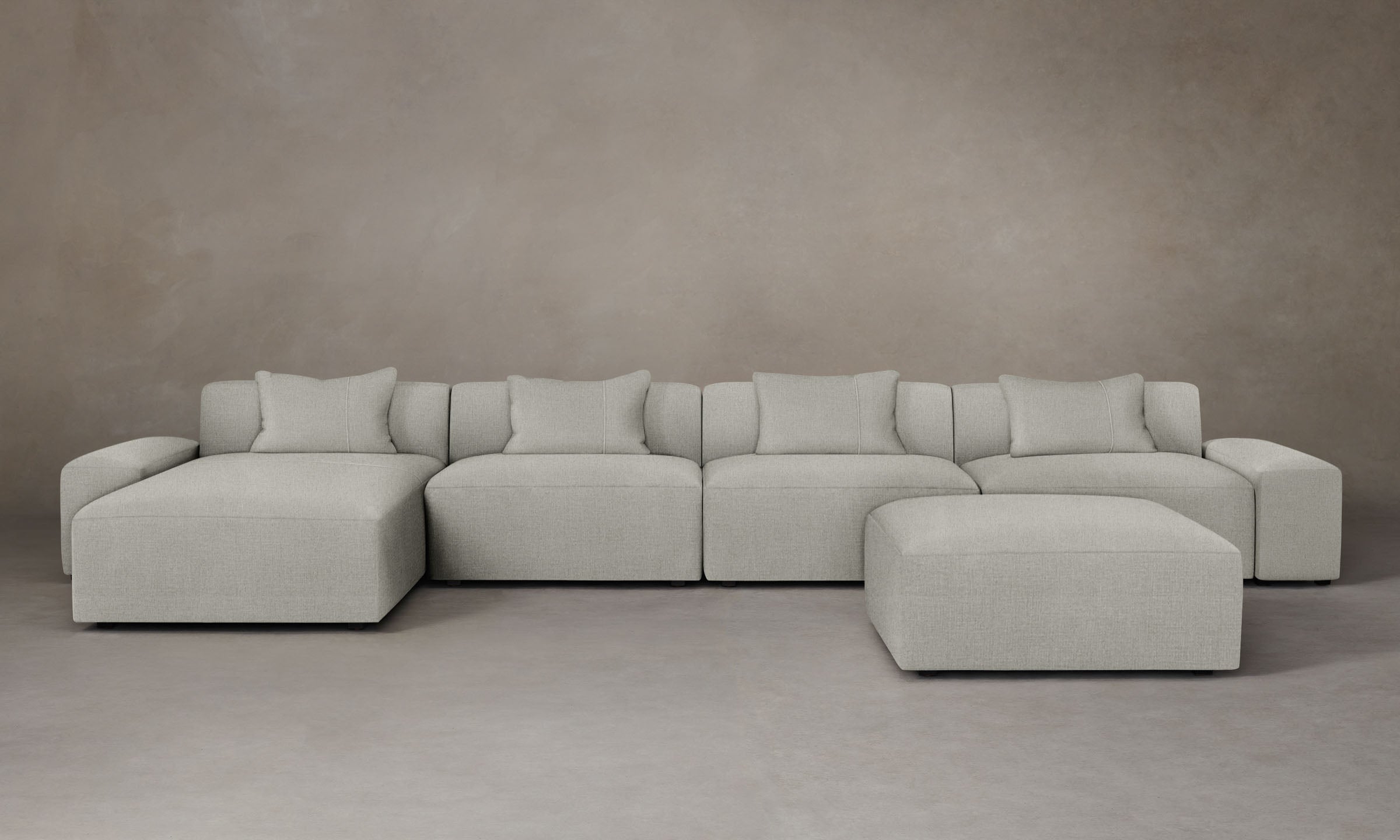 Breuer Modular Sectional Sofa with Performance Mélange Weave in Flint - Perfect for Living Rooms, Home Theaters, and Modern Spaces