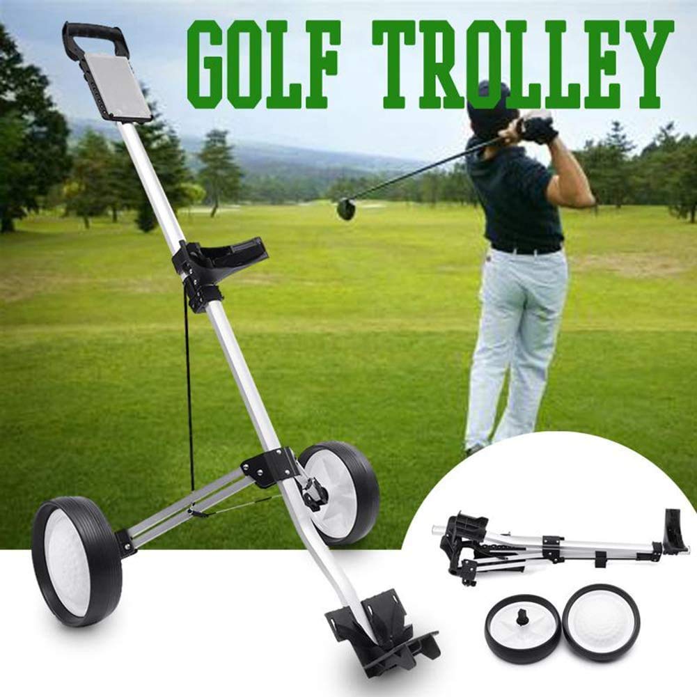 Foldable 2 Wheel Golf Push Cart - Lightweight Collapsible Golf Trolley with Adjustable Handle for Men & Women | Perfect for Golf Courses, Driving Range & Outdoor Sports