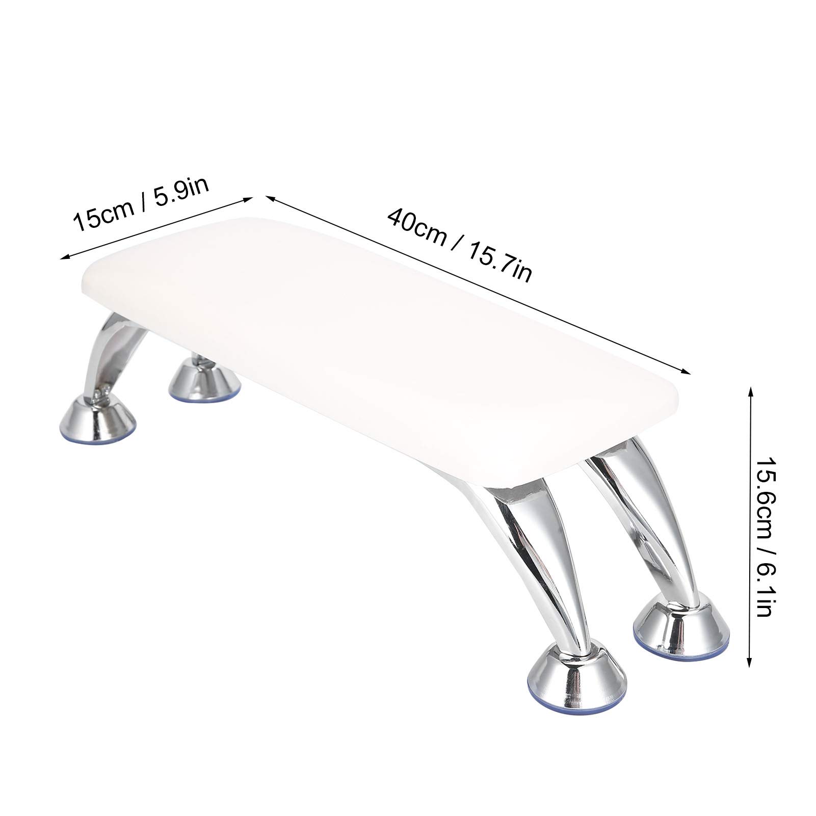 White Detachable Nail Hand Rest Pillow with Stainless Steel Support - Professional Nail Art Accessories for Salon & Home Manicure - Perfect for Gel Polish, Acrylic Nails & Nail Extension Services