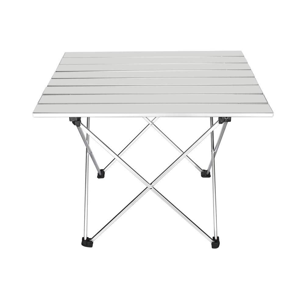 Lightweight Aluminum Folding Table - Portable Camping Table for Outdoor Picnic, Backpacking, Beach & Patio - Collapsible & Foldable Design (Silver, Large 27