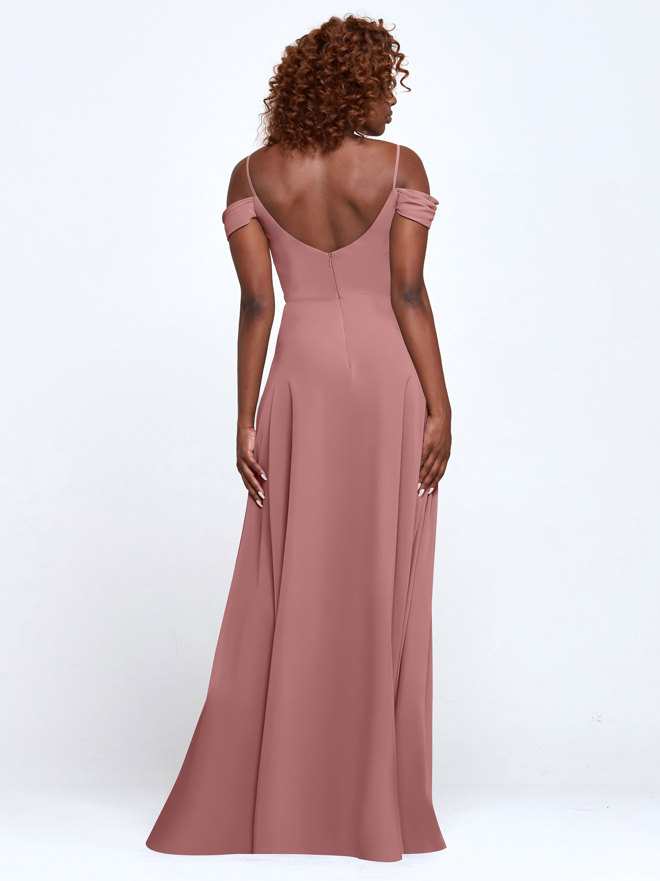 Elegant 83003 Stretch Chiffon Off-The-Shoulder A-Line Bridesmaid Dress - Perfect for Weddings, Prom, and Formal Events