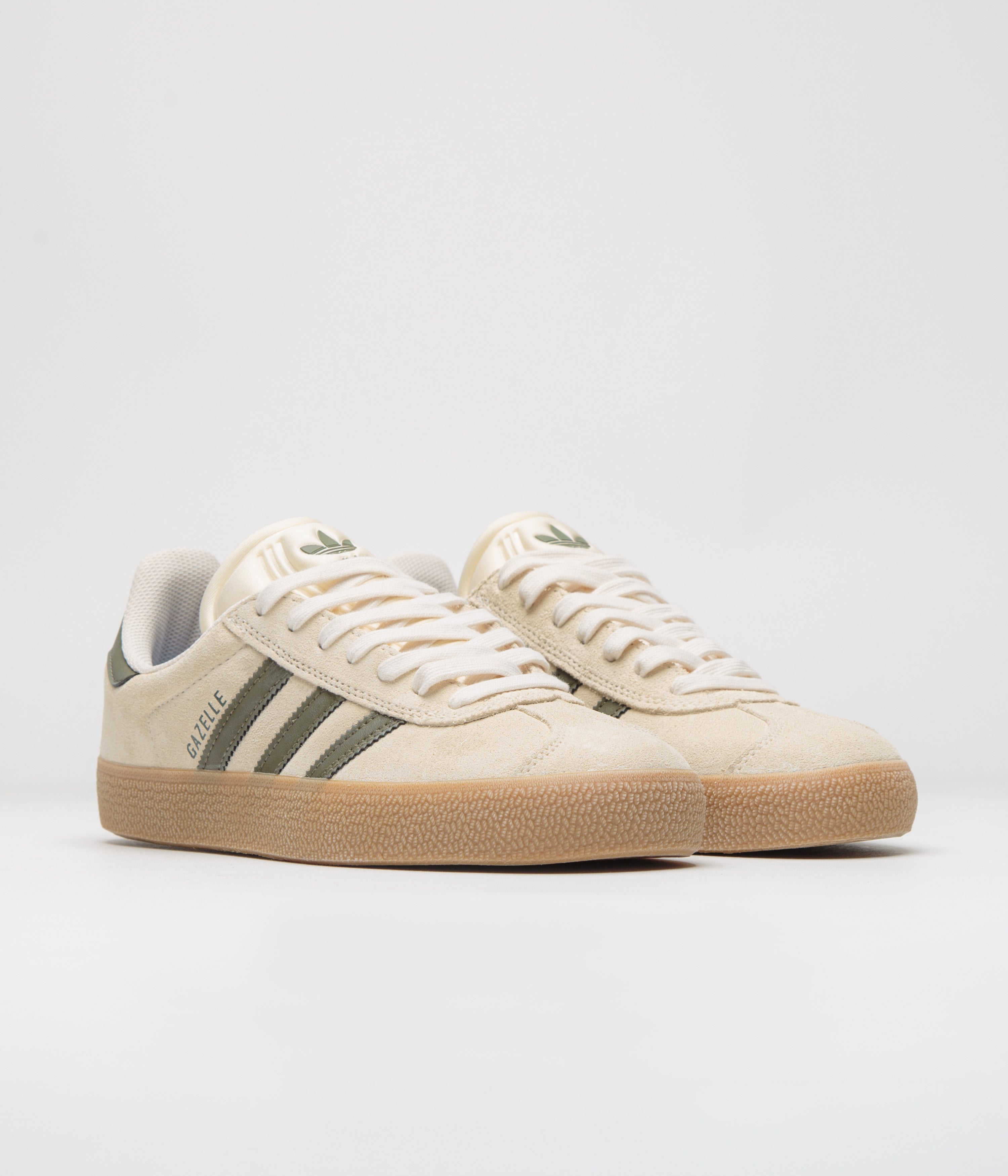 Adidas Gazelle ADV Sneakers - Ecru Tint/Focus Olive/Gum - Classic Comfortable Running & Casual Shoes for Men & Women | Perfect for Gym, Workout, Streetwear Fashion