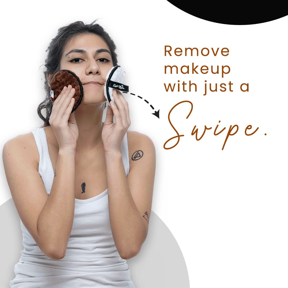 Reusable Makeup Remover Pads - 4 Pack Eco-Friendly Bamboo Facial Cleansing Pads for Eye Makeup & Foundation Removal | Gentle on Sensitive & Dry Skin | Perfect for Travel, Daily Skincare & Sustainable Beauty Routine