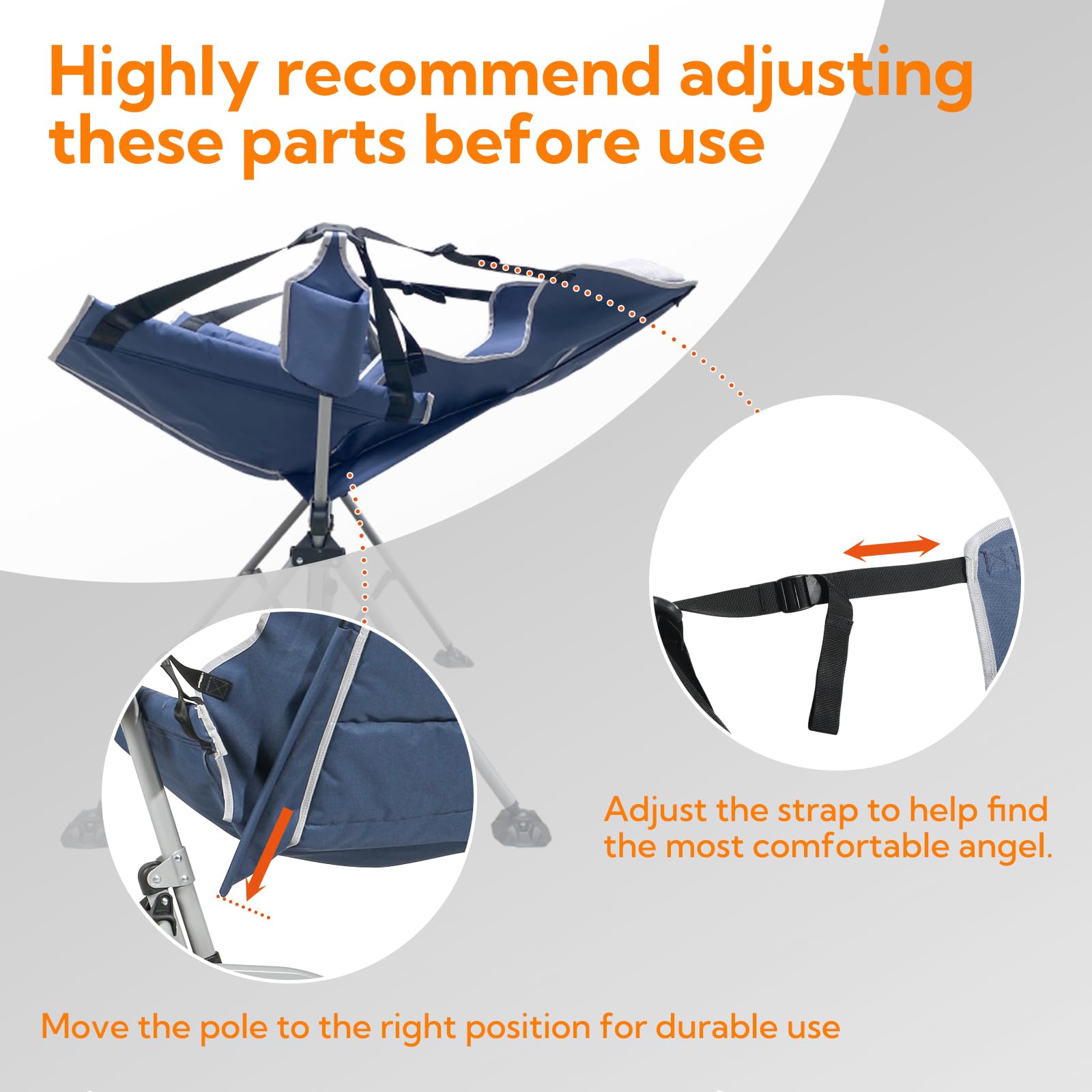**Oversized Hammock Camping Chair - Portable Folding Swing Chair with Adjustable Backrest, Lumbar Support & Headrest - Heavy Duty 400LBS Capacity - Perfect for Backyard, Patio, Beach & Indoor Relaxation - Blue**