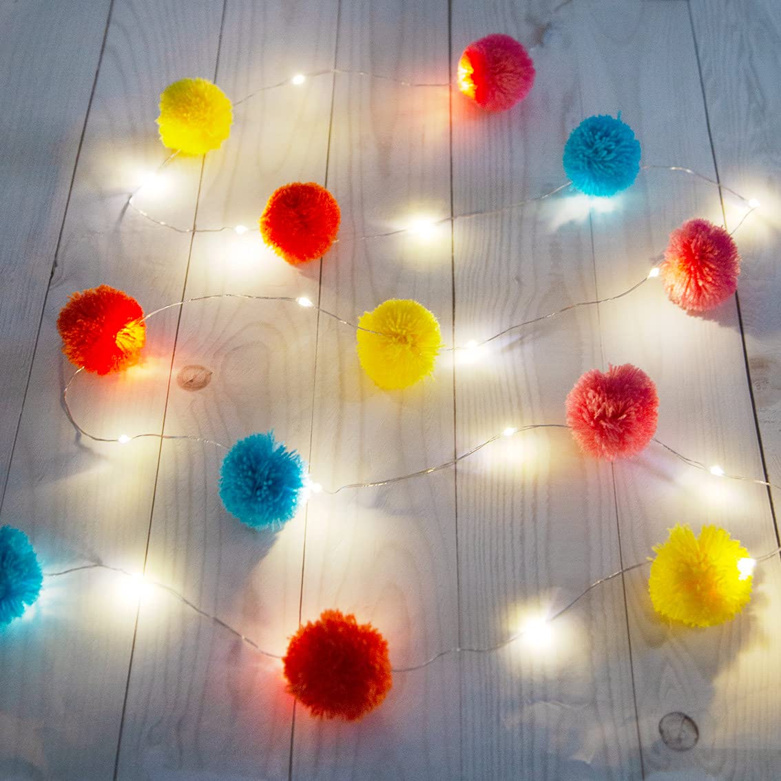 Boho Pom Poms String Lights LED - Talking Tables Boho Decor for Bedroom, Wedding, Party & Outdoor Lighting | Warm White Fairy Lights for Home Decoration
