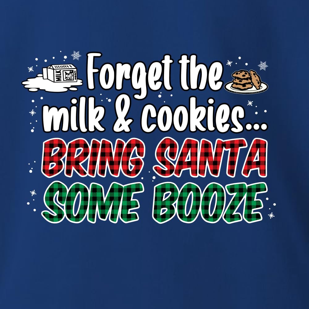 Wild Bobby Santa Booze Graphic Sweatshirt - Funny Christmas Unisex Crewneck Holiday Party Apparel for Ugly Sweater Contest & Festive Gatherings