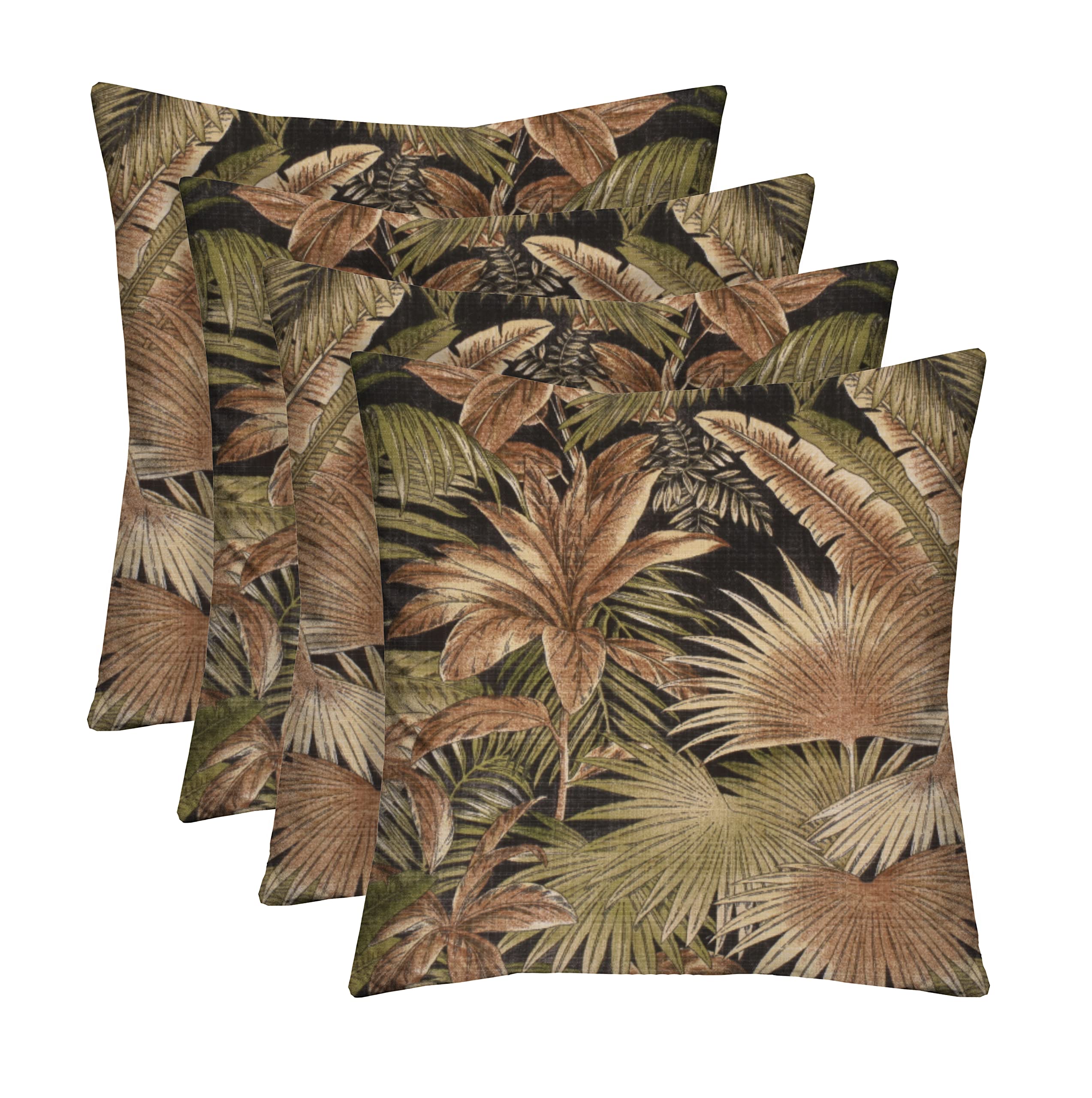 RSH DECOR: 24x24 Inch Square Throw Pillows Set of 4 - All-Weather Spun Fabric Outdoor Cushions - Waterproof & Fade-Resistant Patio Decor - Bahamian Breeze Coal Color - Perfect for Porch, Garden, Poolside & Outdoor Lounge Furniture