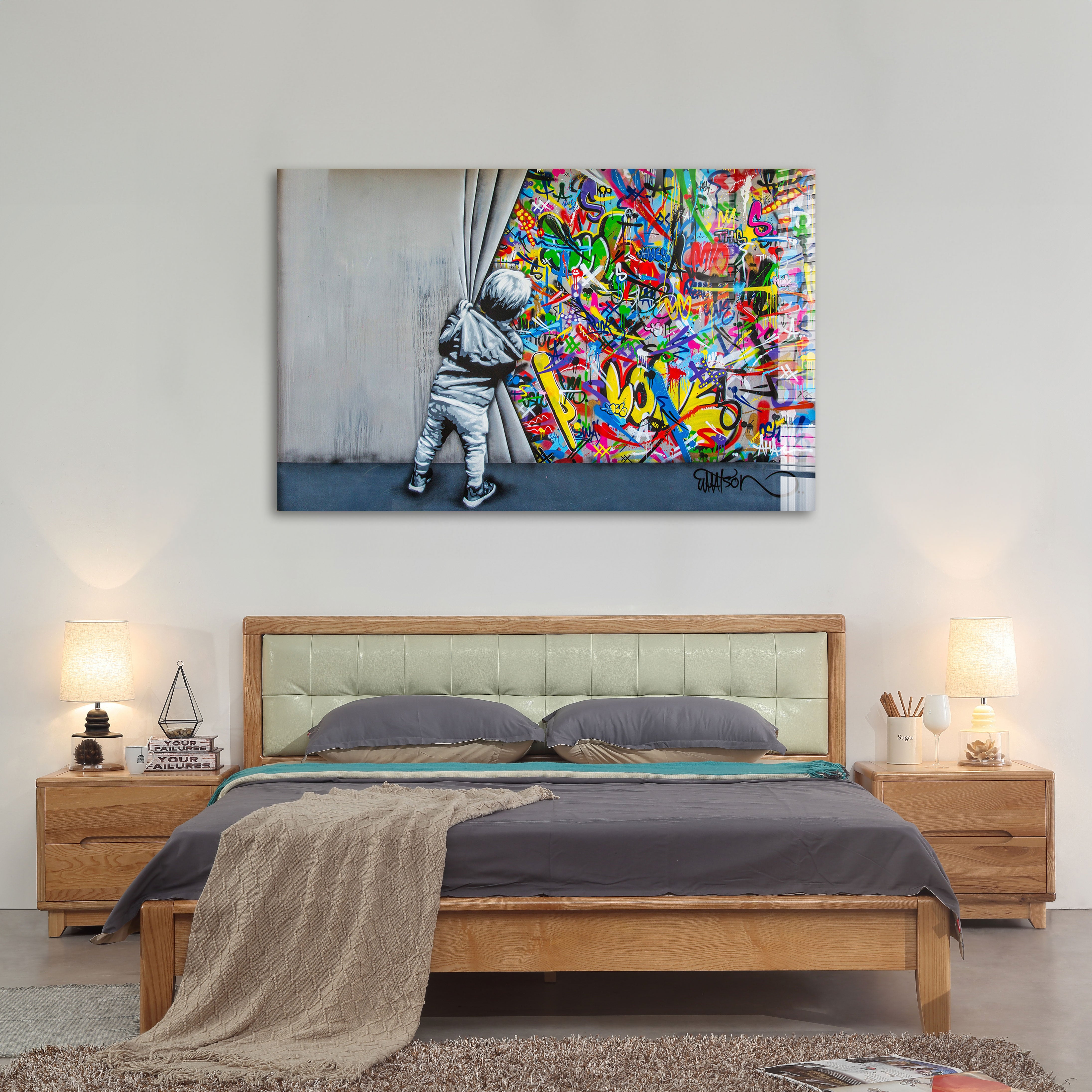 Banksy Behind The Curtains Wall Art - Authentic Street Art Prints for Home & Office Decor - Perfect for Urban Art Lovers & Modern Interior Design