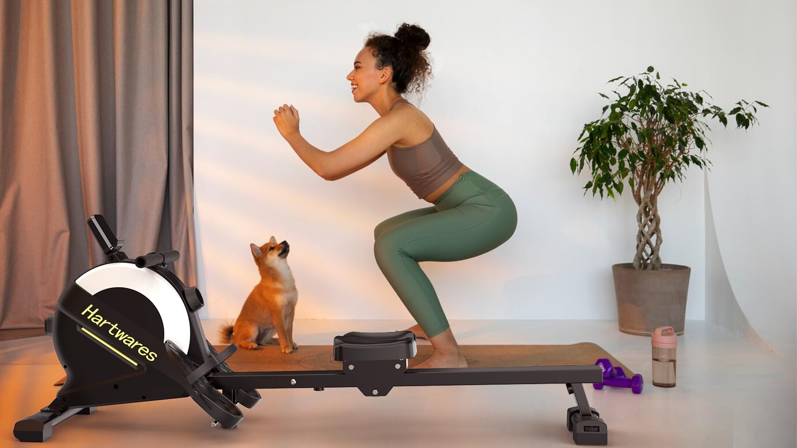Hartwares Magnetic Rowing Machine for Home - 77lbs High Resistance, 16 Quiet Levels, LCD Monitor & App Compatible - Perfect for Home Gym, Cardio Workouts & Full-Body Training