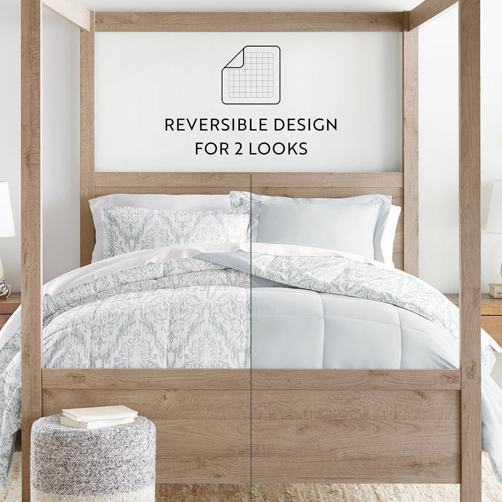 English Countryside Reversible Down Alternative Comforter Set - All-Season Hypoallergenic Bedding - Perfect for Master Bedroom, Guest Room & Cozy Farmhouse Decor