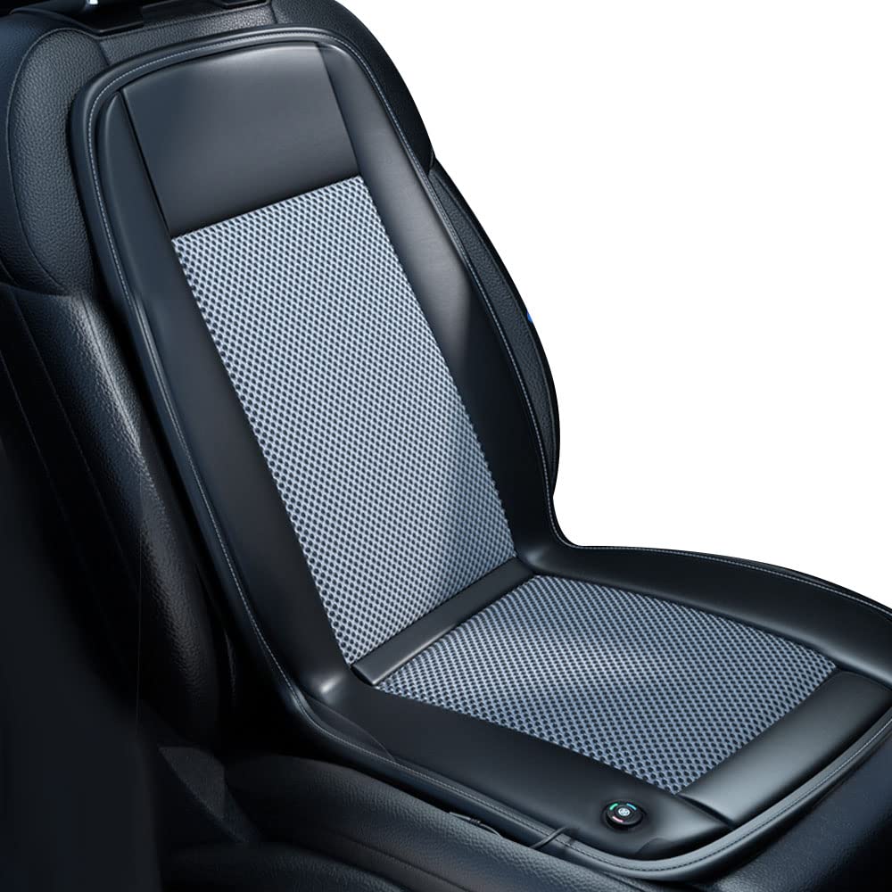 12V Cooling Car Seat Cushion with 10 Fans & 3 Temperature Settings - Fast 15-Second Cooling for Summer Driving - Breathable Air Conditioned Seat Cover - Ideal for Trucks & Long Commutes (Gray, 1-Pack)