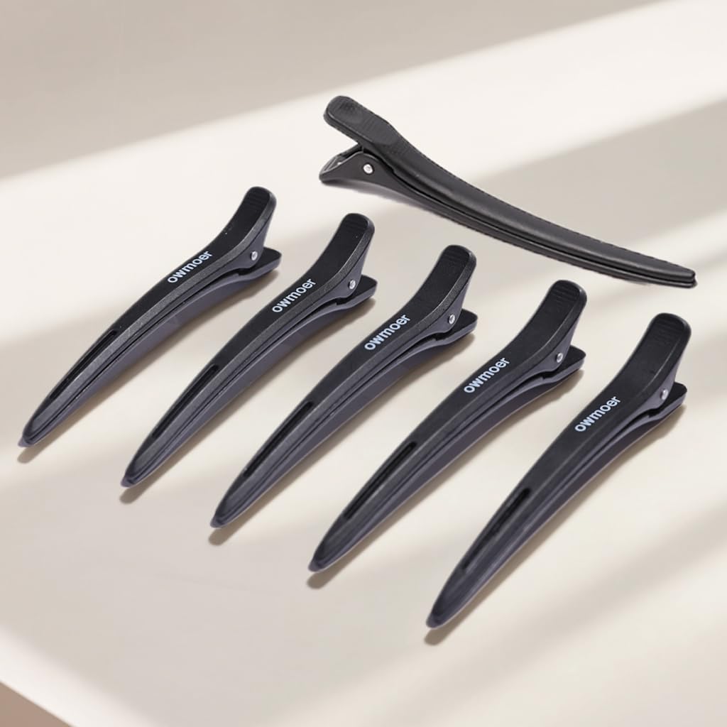 6pcs Professional Anti-Slip Duckbill Hair Clips for Men & Women - Non-Deformable Barber Hair Clips for Styling Long Hair - Perfect for Salon, Home Haircuts & DIY Hairstyles
