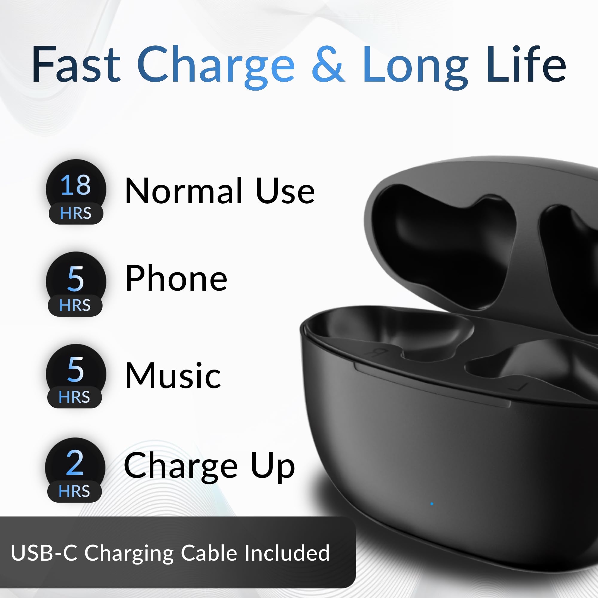 PanWave Rechargeable Bluetooth Hearing Aids for Seniors with Noise Cancelling - Wireless Hearing Amplifier & Portable Charging Case (Black) - Perfect for TV Watching, Phone Calls, and Outdoor Activities