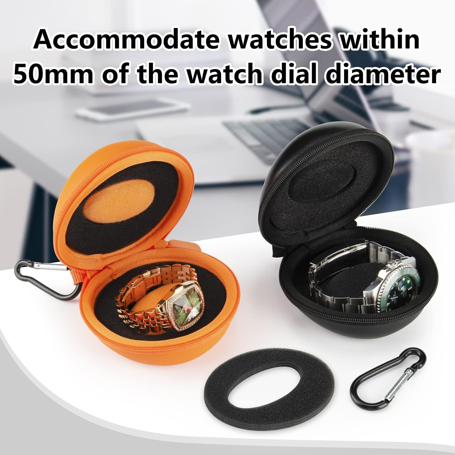 2 Pack Travel Watch Case - Portable Organizer for Men & Women - Fits Watches up to 50mm - Perfect for Business Trips & Vacations