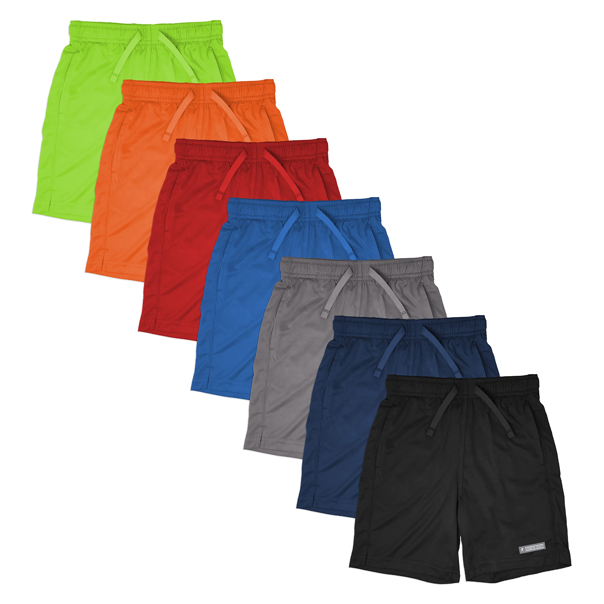 Andrew Scott Boys' Active Performance & Mesh Basketball Shorts - Breathable, Quick-Dry Sports Shorts for Kids - Multi-Pack (2/3/5 Pairs) - Perfect for Basketball, Running, Gym & Casual Wear