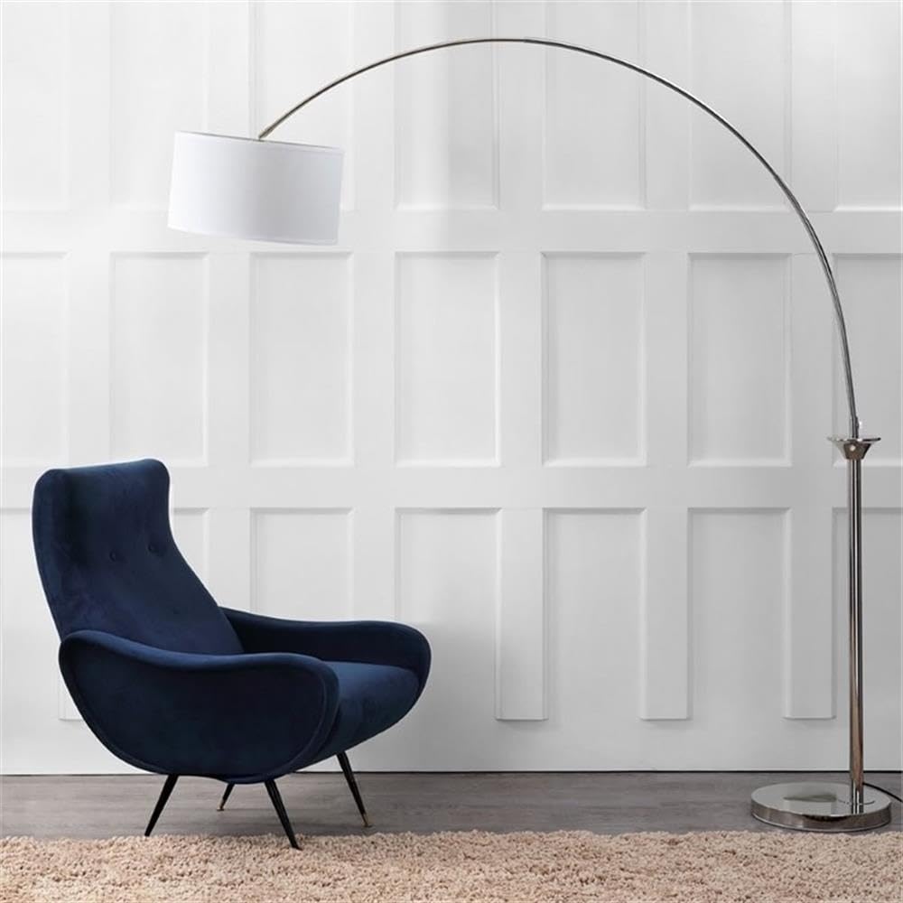 SAFAVIEH Mira Contemporary Modern Farmhouse 84-inch Arc Floor Lamp - Nickel Finish with Included LED Bulb for Living Room, Bedroom & Home Office Lighting | Perfect for Reading Nooks and Cozy Corners