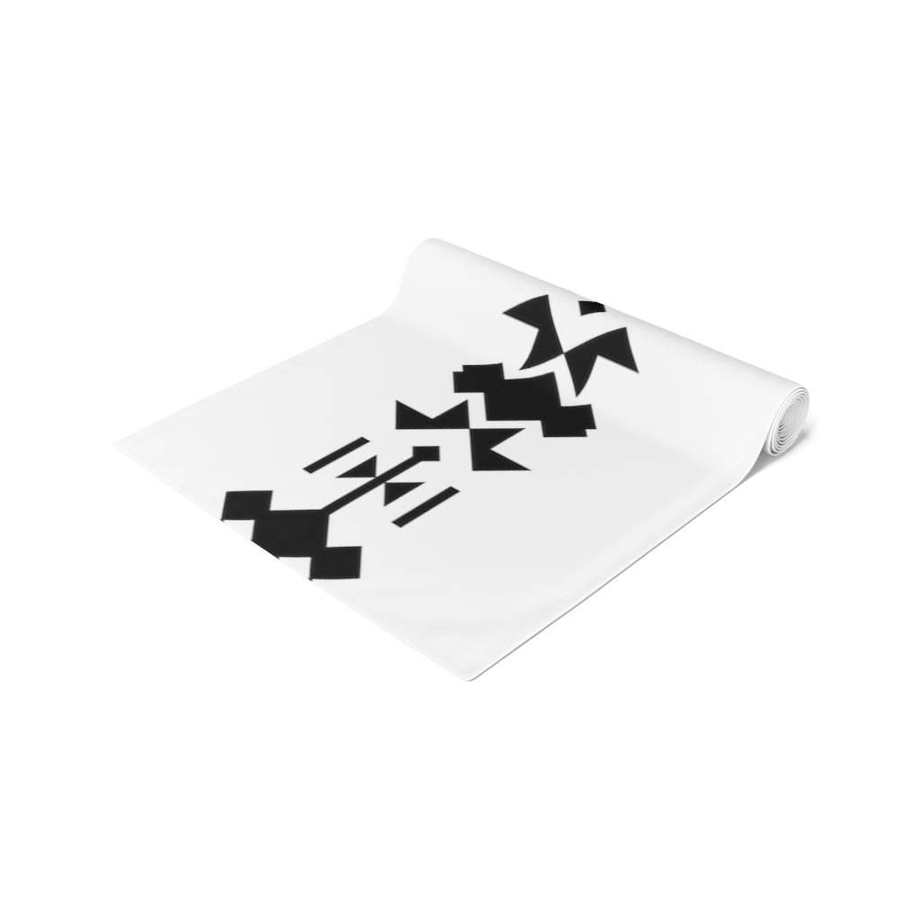 Southwestern Contemporary Table Runner - Cotton & Polyester Blend in White & Black Bohemian Style - Perfect for Dining Tables, Kitchen Islands, and Farmhouse Decor