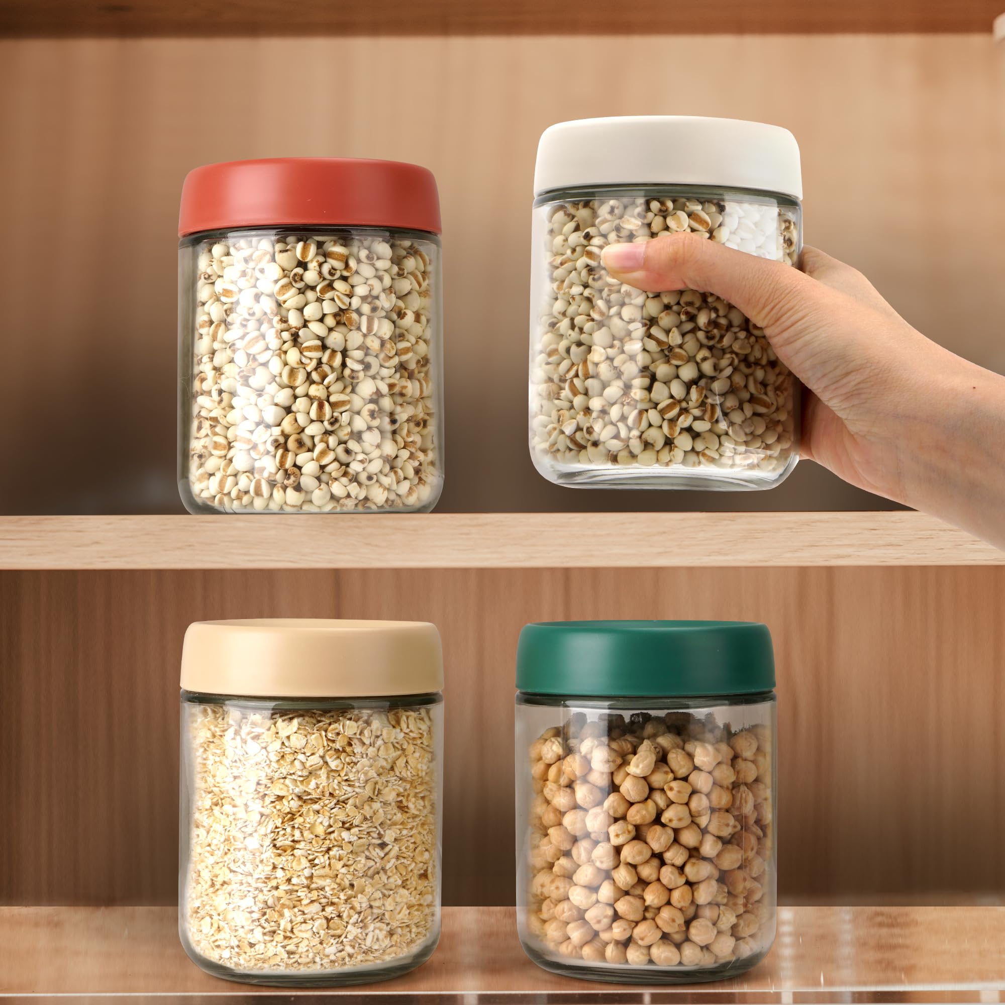 4-Pack 16oz Glass Mason Jars with Lids - Perfect for Overnight Oats, Meal Prep, Salad, Cereal, Snacks, Pudding & Yogurt Storage - Ideal for Breakfast, Office Lunch & Healthy Eating On-The-Go