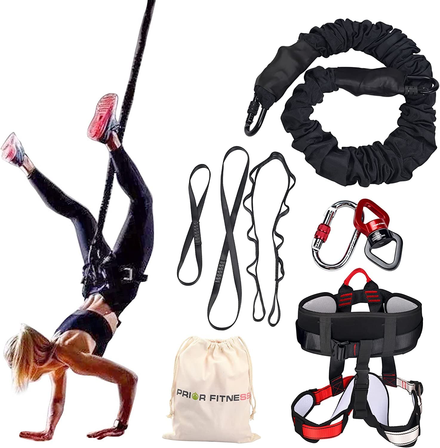 PRIOR FITNESS Bungee Fitness Kit - Elastic Yoga Resistance Bands for Home Gym, Professional Air Dance & Workout Equipment | Perfect for Indoor Exercise, Strength Training & Dance Fitness Routines
