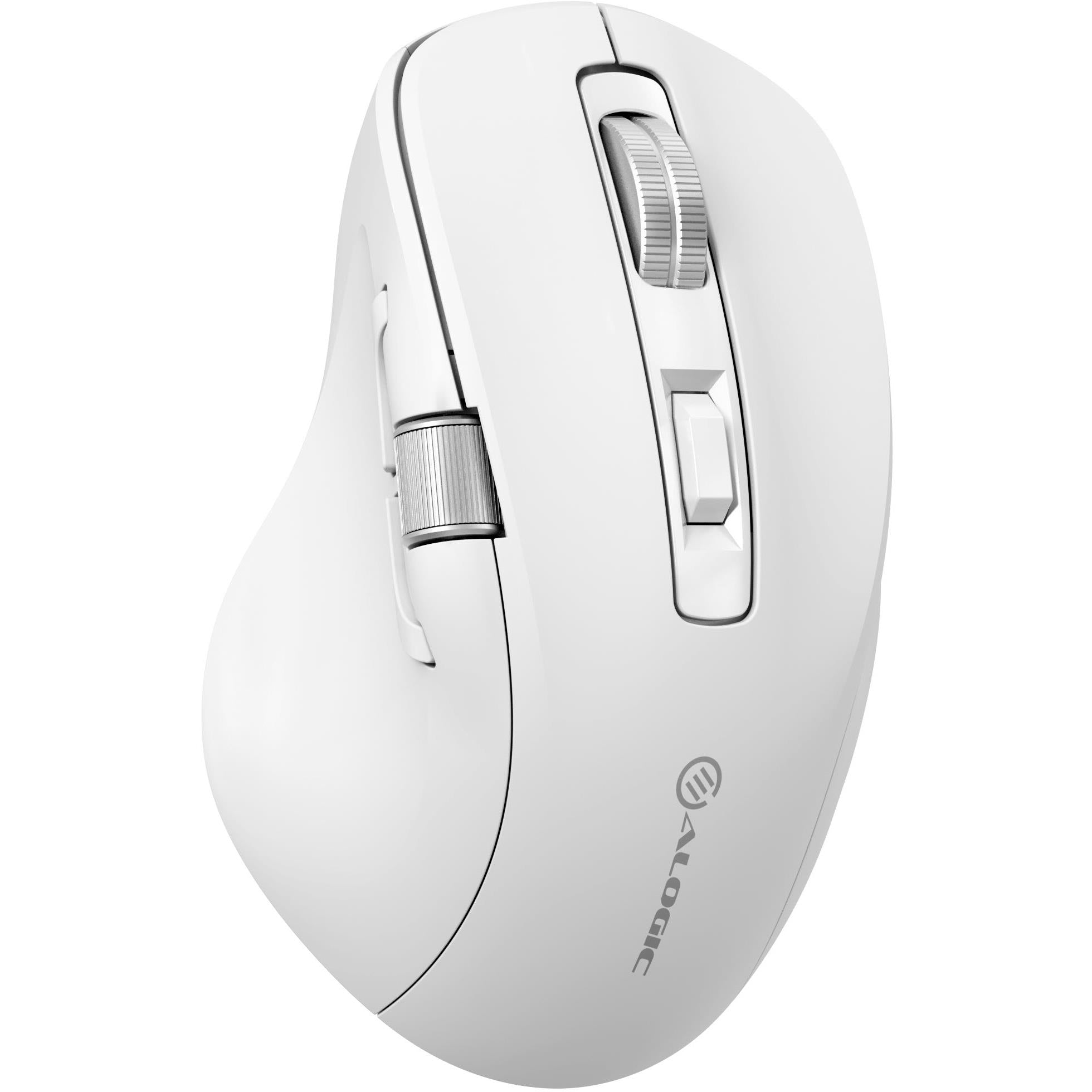 Alogic Apex Wireless Bluetooth Mouse - USB-C Rechargeable, 7 Programmable Buttons, Ergonomic Design for Mac & Windows (White) - Perfect for Office Work, Gaming & Travel
