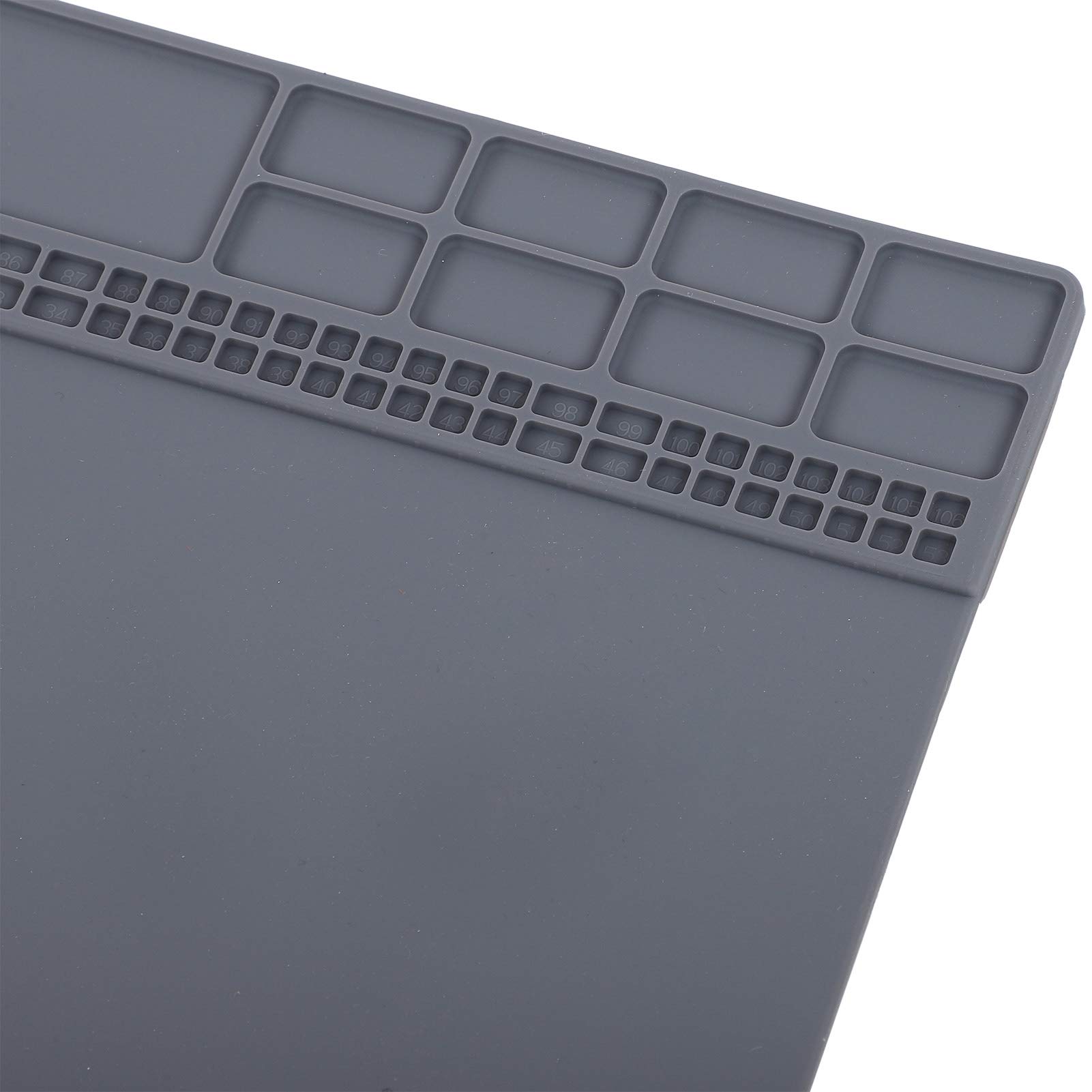 Premium Silicone Repair Mat - Heat Resistant Soldering Station Mat with Screw Storage for Electronics Repair & Maintenance (Grey) - Ideal for Workbench, DIY Projects & Phone Repair Workspace