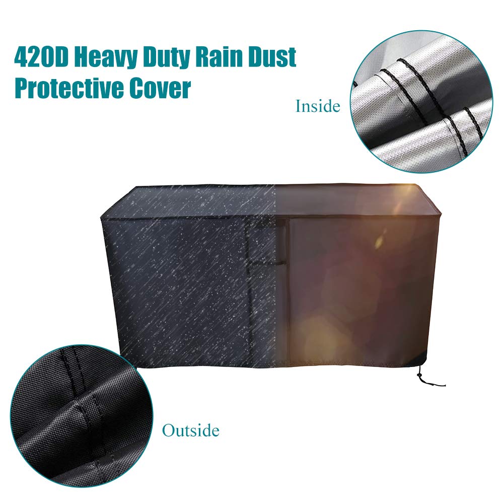 50 Inch Waterproof Patio Deck Box Cover - All Season Outdoor Furniture Protector for Storage, Black - Ideal for Garden, Backyard, and Deck Use