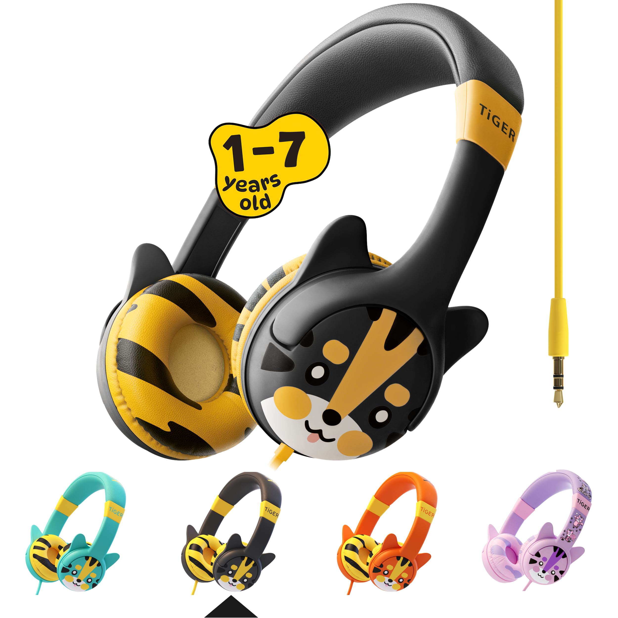 Kidrox Wired Toddler Headphones for 1-7 Years Old — 85dB Volume Limited Safe Baby Headphones for Airplane, Car Travel & Learning — Comfortable Kids Headset for iPad, Tablet, School, Home Use with Durable Cord
