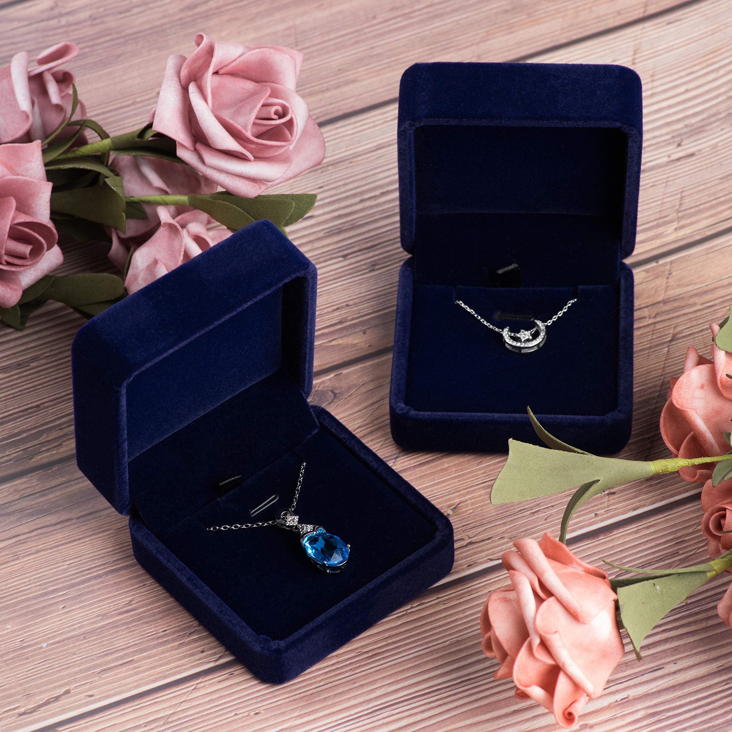 Luxury Velvet Jewelry Gift Box for Necklace & Pendant - Elegant Blue Jewelry Storage Case | Perfect for Gifts, Travel & Home Organization