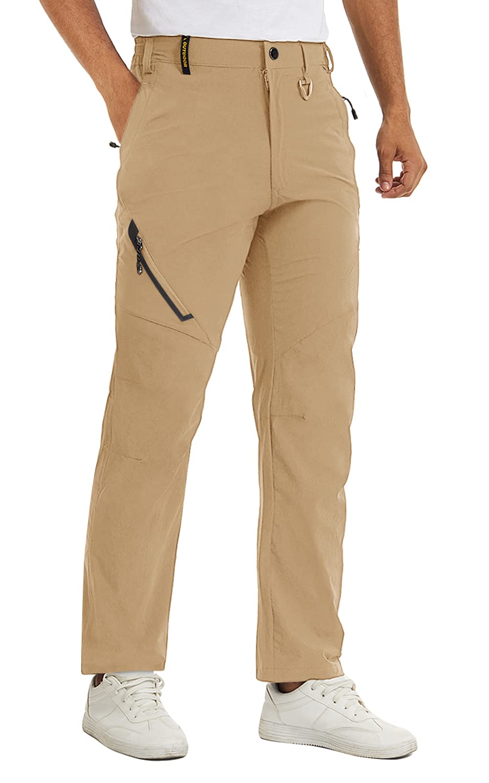 CRYSULLY Men's Quick Dry Hiking Pants - Outdoor Work & Casual Stretch Pants, Loose Fit No Belt - Perfect for Hiking, Camping & Travel
