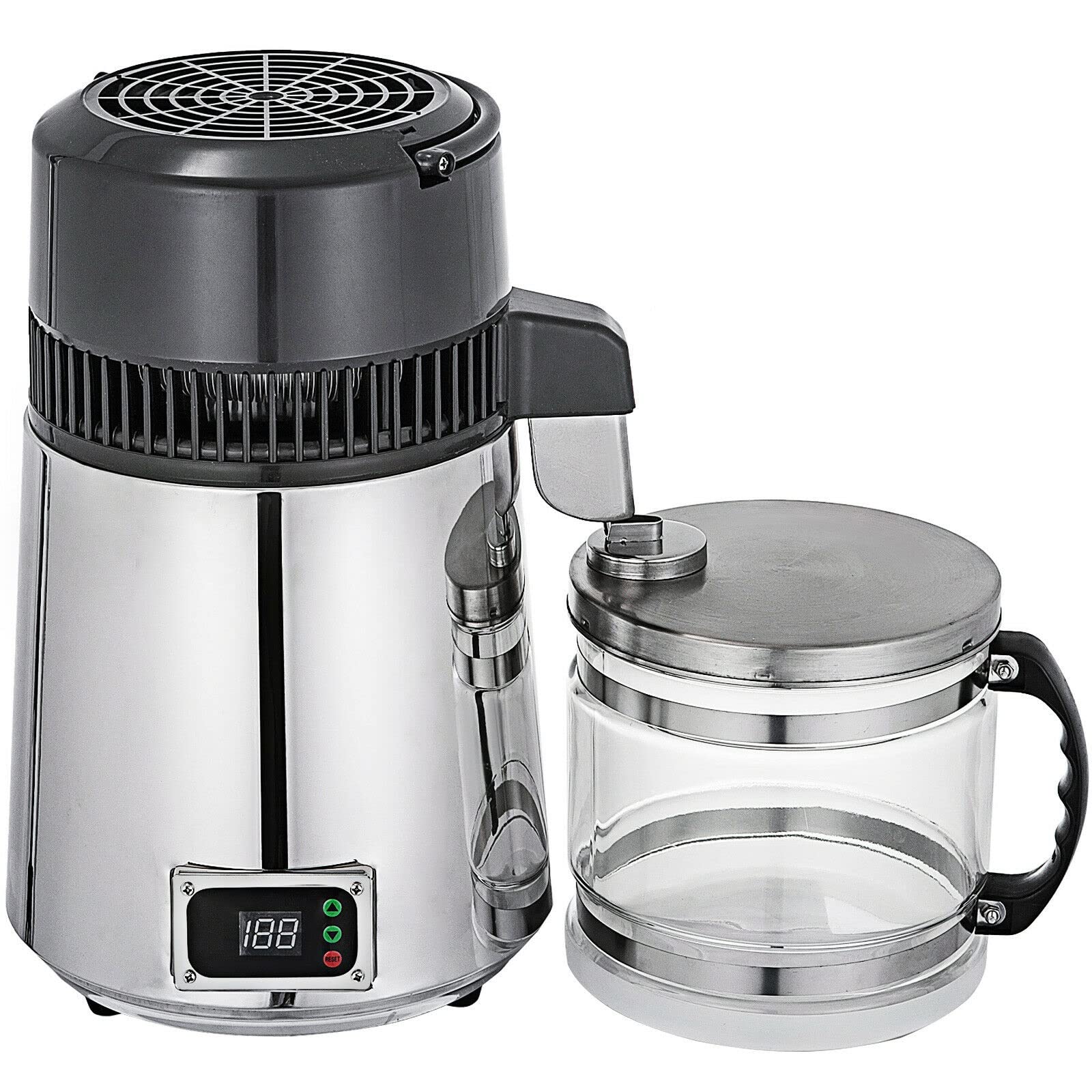Aoguzhao 4L Countertop Water Distiller 750W Stainless Steel Water Purifier - Home Distilled Water & Alcohol Making Machine for Whiskey, Essential Oils & Hydroponics
