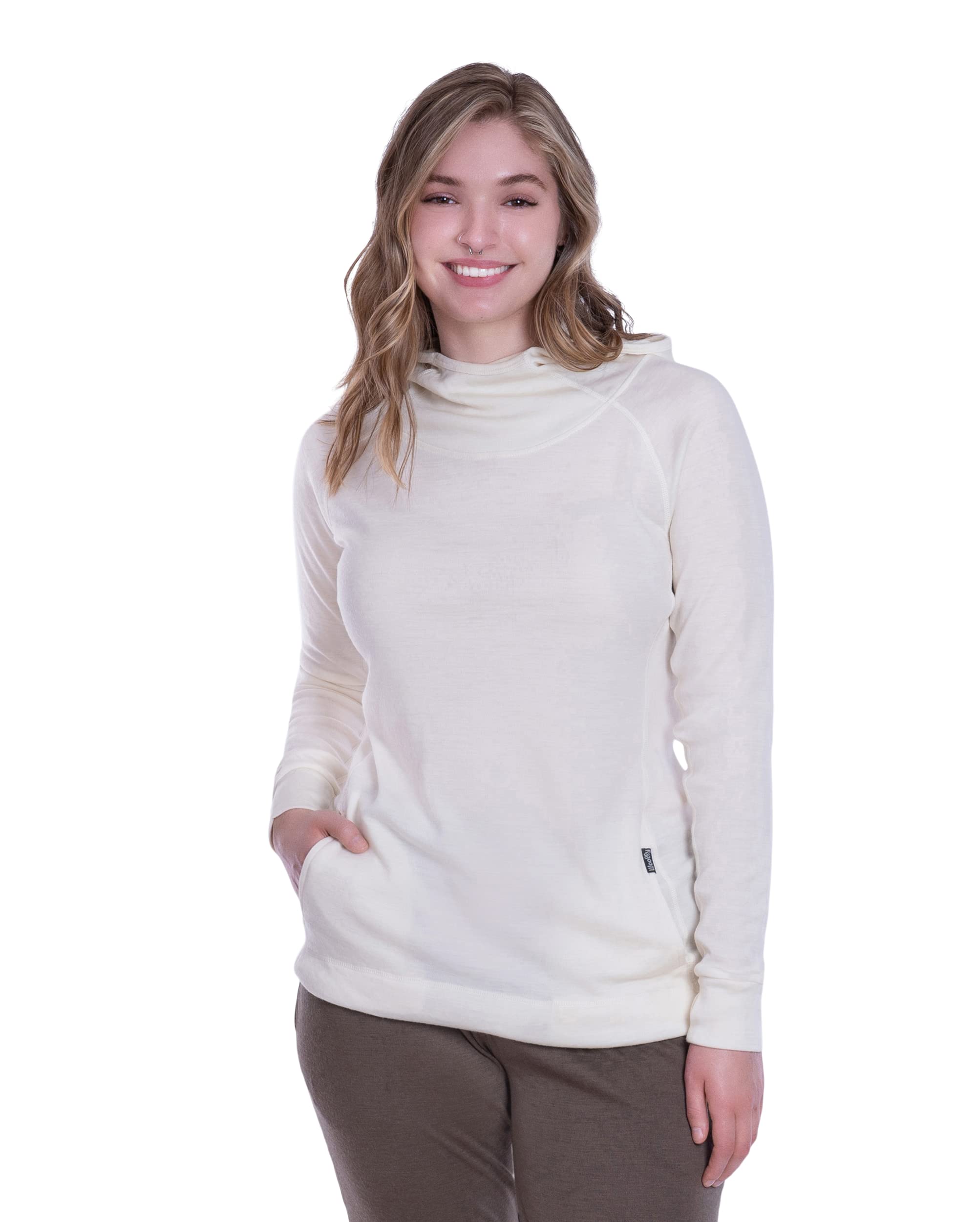 Woolly Clothing Co. Women's Merino Wool Pullover Hoodie - Mid Weight Thermal Sweatshirt - Moisture Wicking, Breathable & Odor Resistant - Perfect for Hiking, Travel & Winter Layering