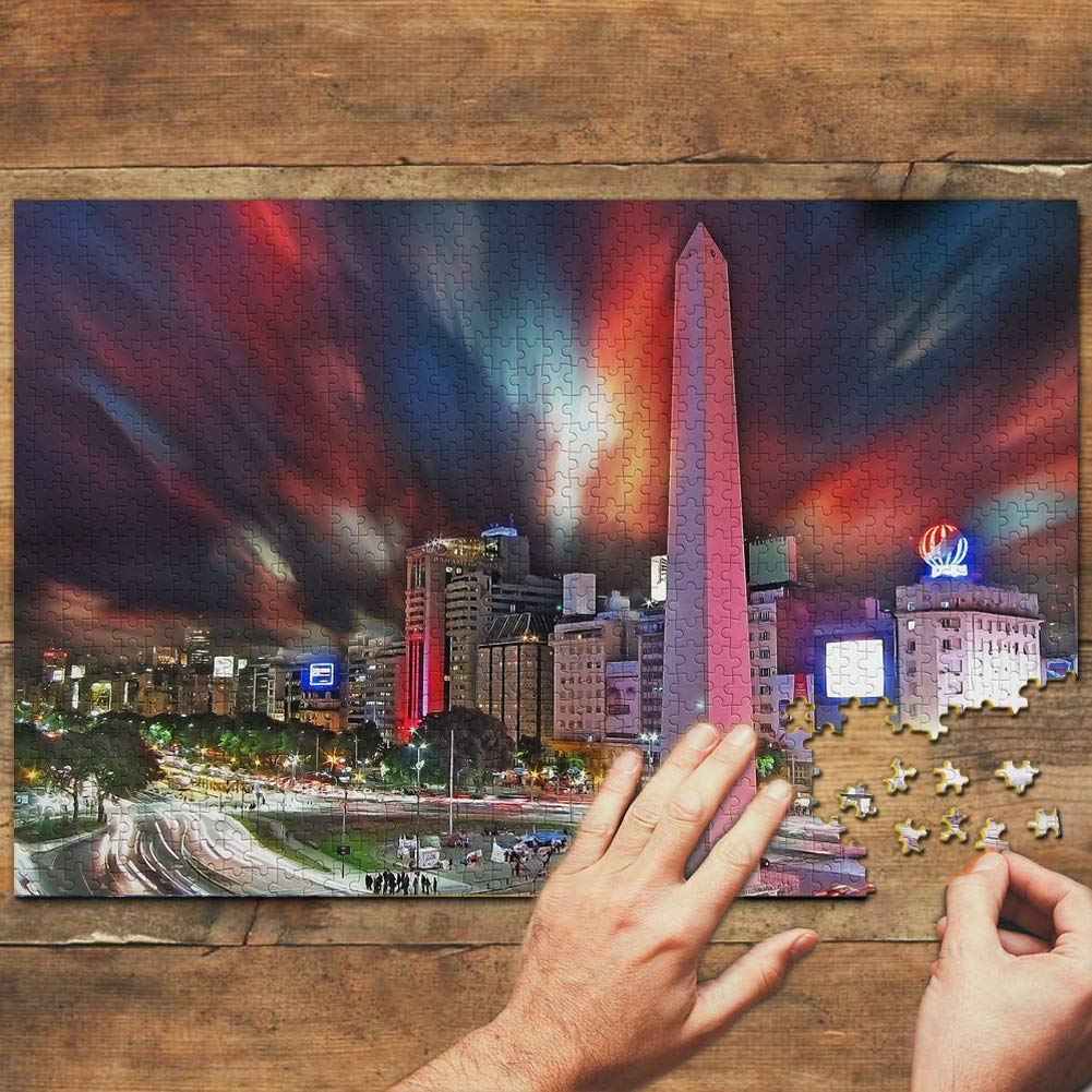 1000 Piece Argentina Jigsaw Puzzle - The Obelisk of Buenos Aires Travel Souvenir Wooden Puzzle for Adults & Teens | Perfect for Home Decor, Family Game Night & Educational Activity