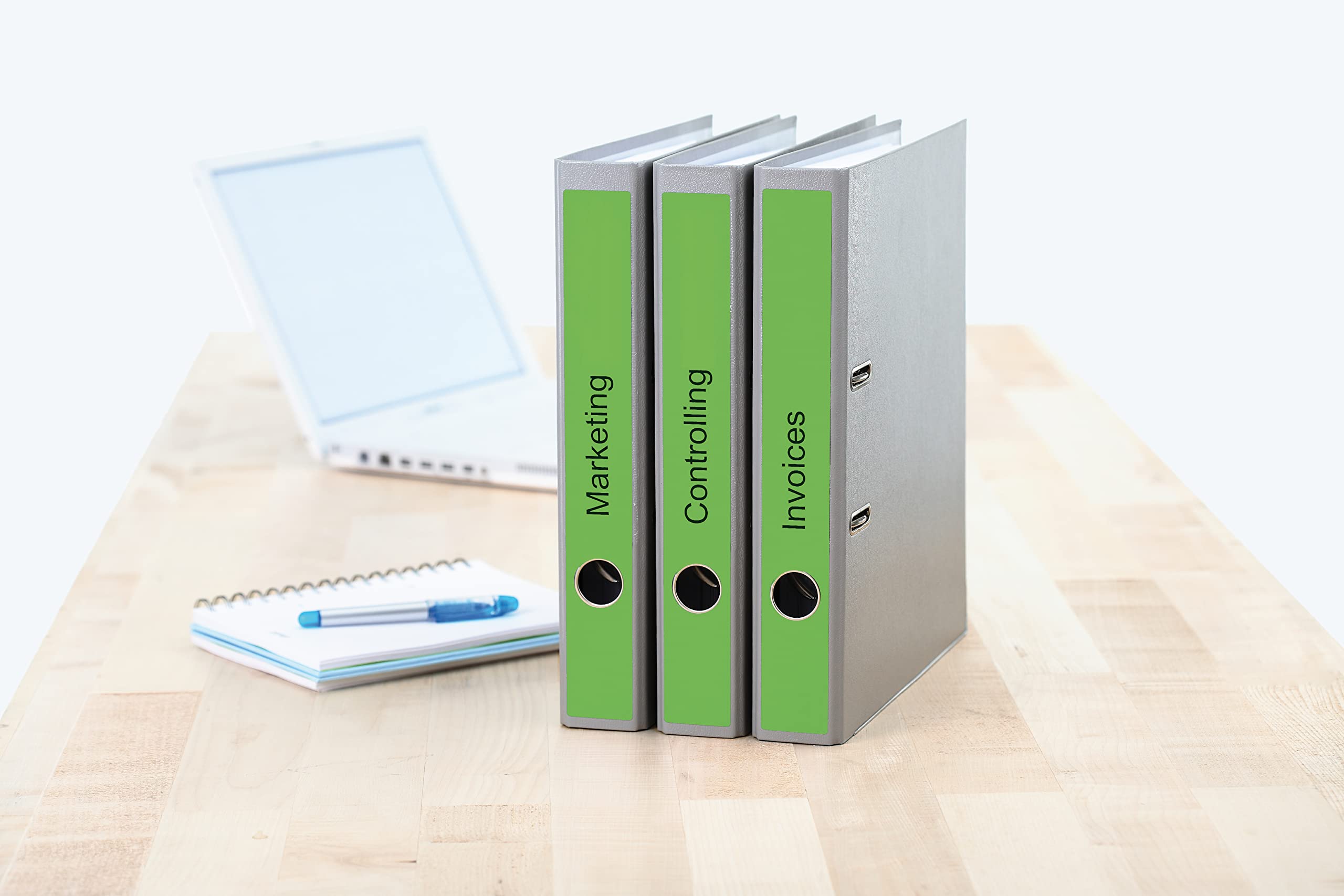 HERMA 5134 Self Adhesive Spine Labels - 5 Labels per A4 Sheet, 20 Sheets (100 Total), 38 x 297 mm, Blank Lever Arch File Folder Stickers - Compatible with Laser & Inkjet Printers - Green - Perfect for Office Organization, File Classification & Document Management