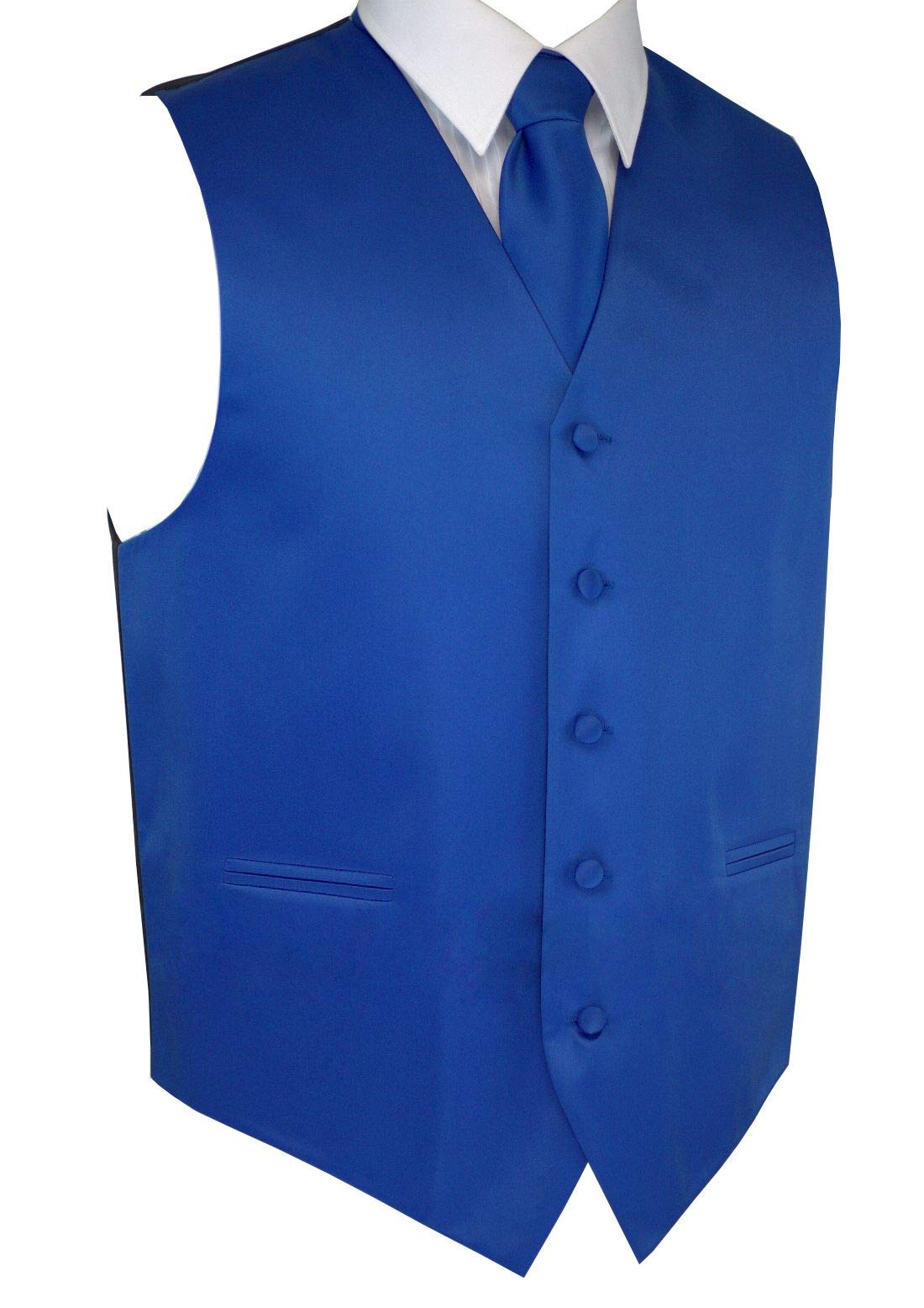 Brand Q Men's Formal Tuxedo Vest Set with Tie & Pocket Square - Perfect for Weddings, Prom, Black Tie Events & Special Occasions