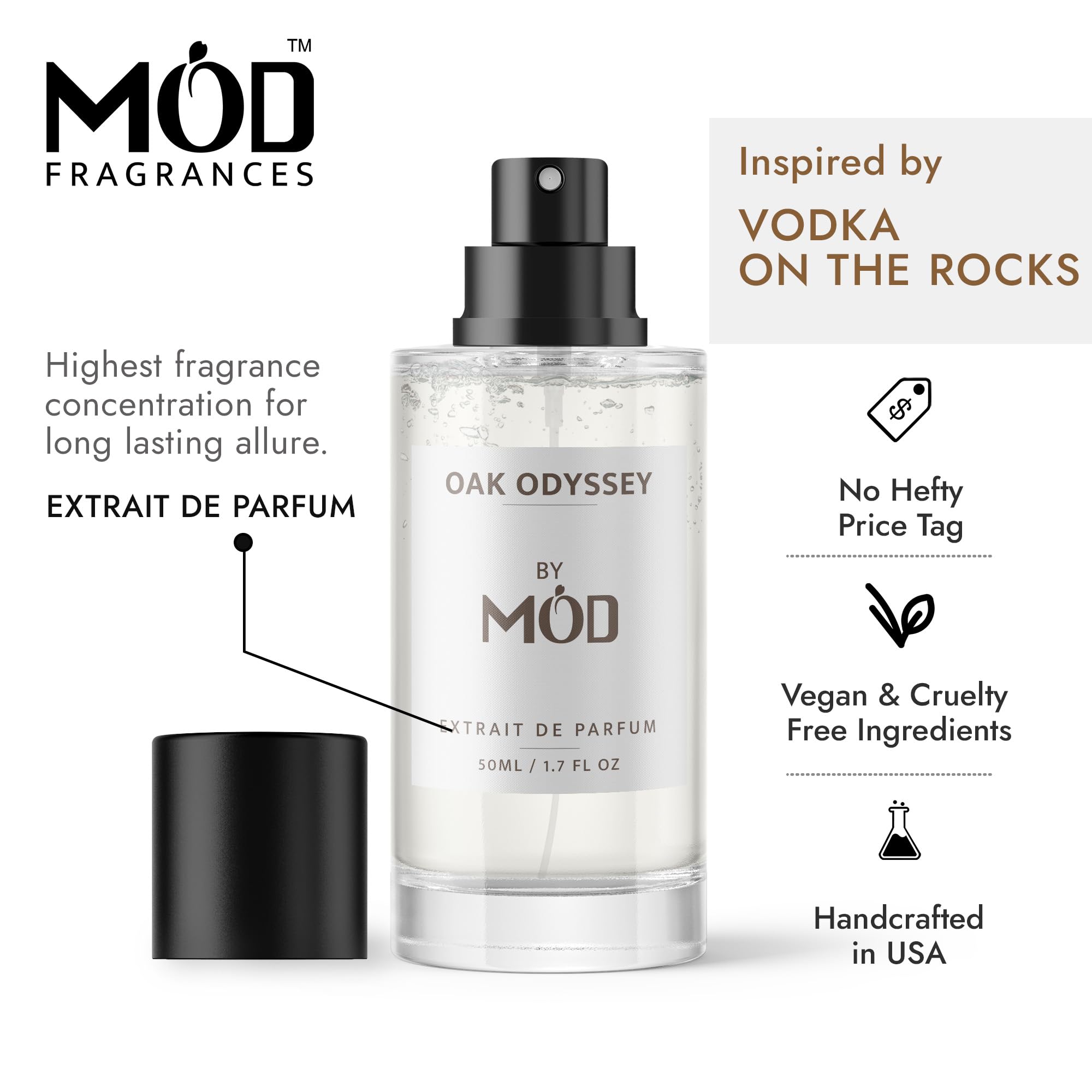 Oak Odyssey Perfume for Women & Men - Kilian Vodka on the Rocks Inspired Long Lasting Amber Fragrance, Extrait De Parfum 50ml | Luxury Scent for Date Night, Office & Special Occasions