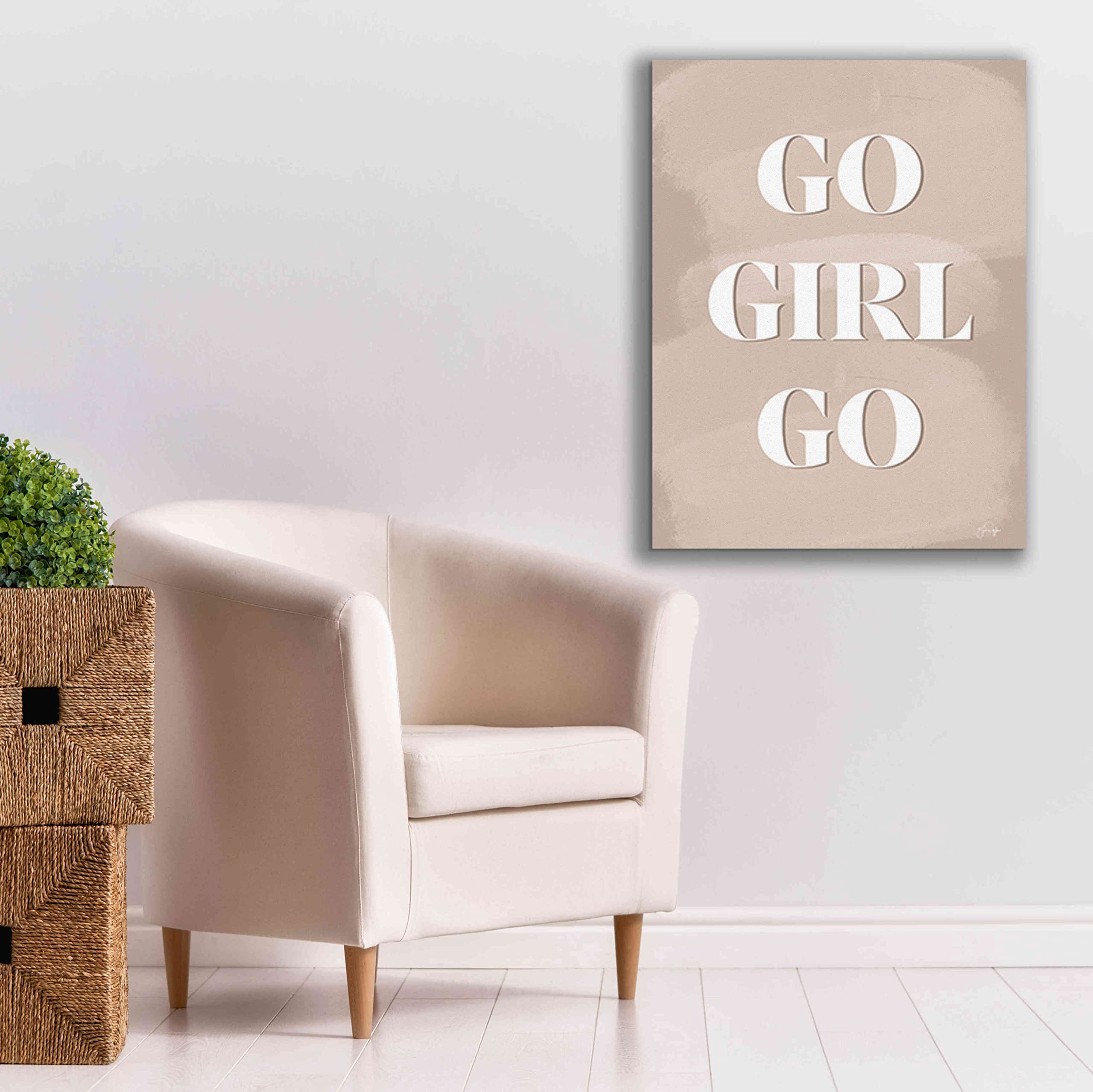 Go Girl Go by Yass Naffas Designs - Premium Giclee Canvas Wall Art Print 26x34 Inches - Modern Home & Office Decor for Women Empowerment Inspiration