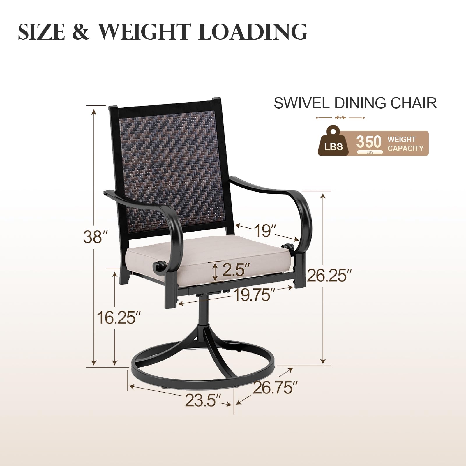 HERA'S HOUSE 2-Piece Patio Dining Chairs Set - 360° Swivel Outdoor Wicker Chairs with Cushions, Rattan Garden Chairs for Poolside, Lawn, Backyard & Patio - Perfect for Outdoor Dining, Lounging & Entertaining