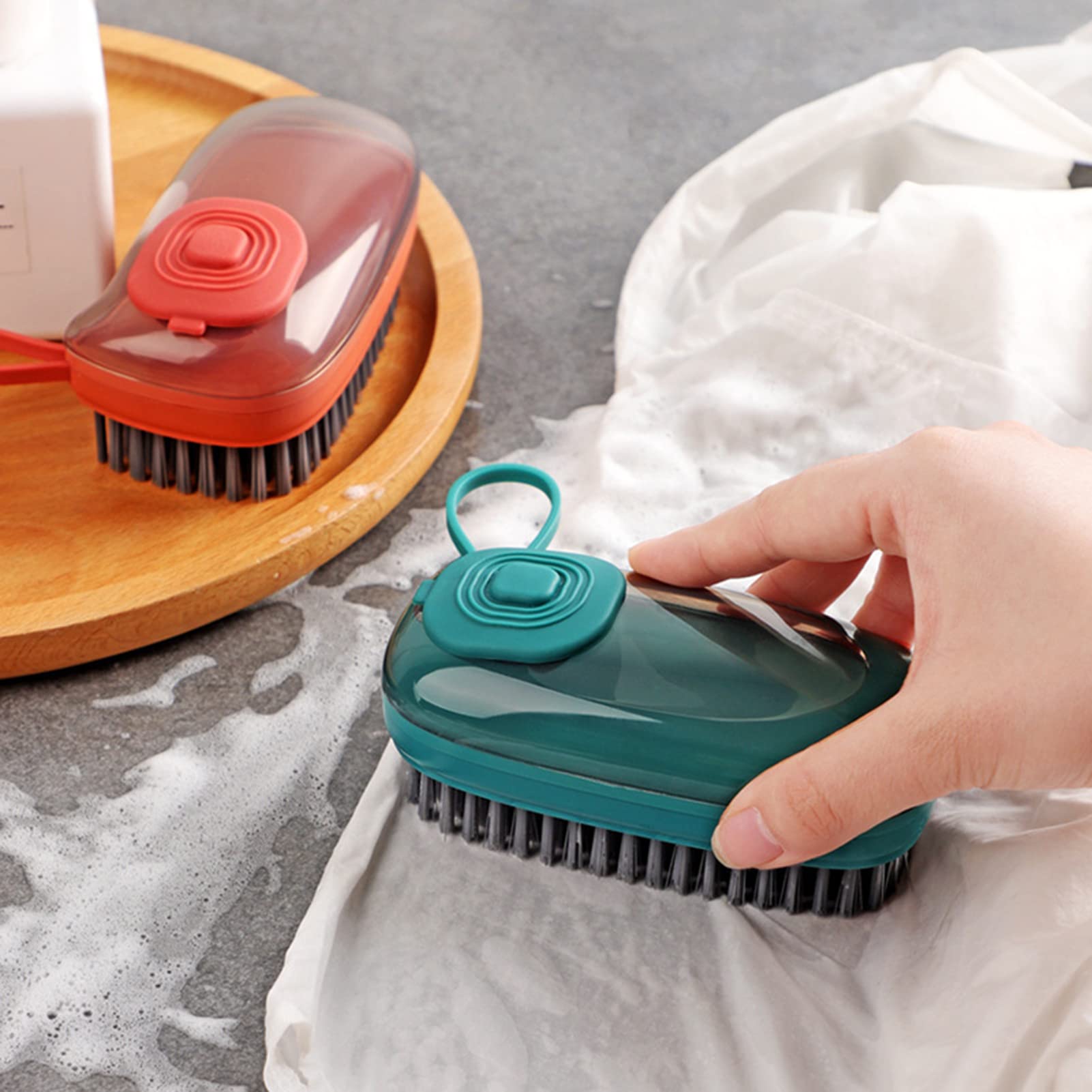 Leeonz Soap Dispenser Scrub Cleaning Brush - Multi-Purpose Household Cleaning Tool for Laundry, Clothes, Shoes, Bathroom, Kitchen, Tub, Shower, Sink & Carpet - Durable Green Scrubber for Deep Cleaning & Stain Removal - Perfect for Home, Office & Car Cleaning