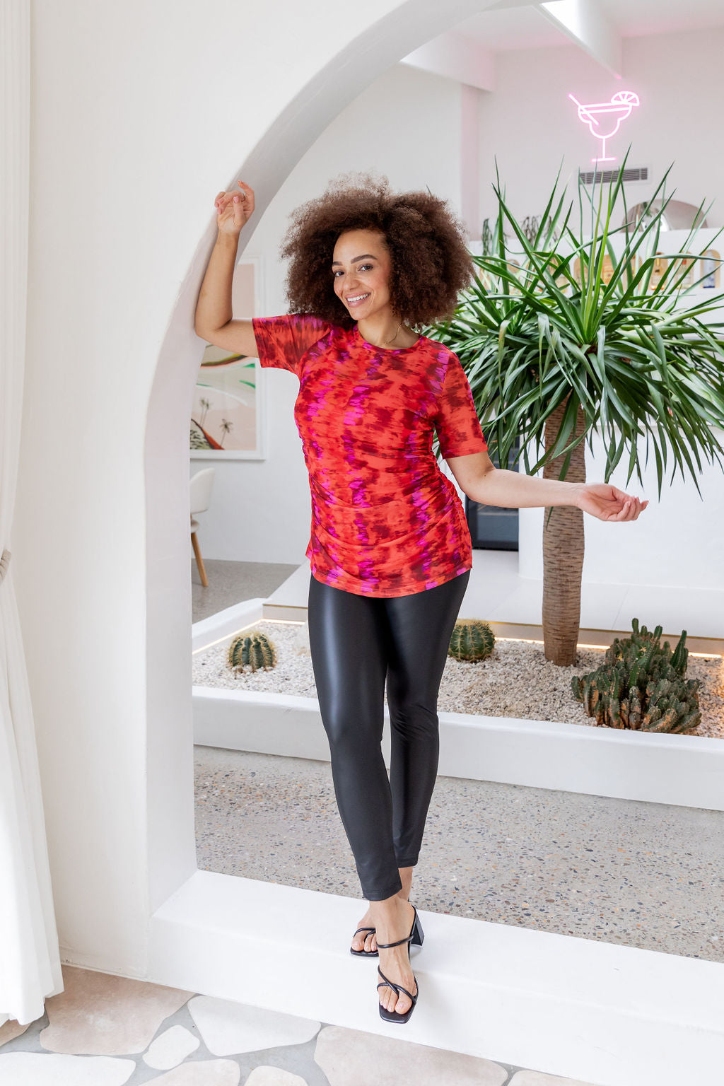 Darla Mesh Top for Women - Stylish Red Crochet Knit Shirt, Breathable Summer Blouse for Casual Outings, Beach Wear & Night Out