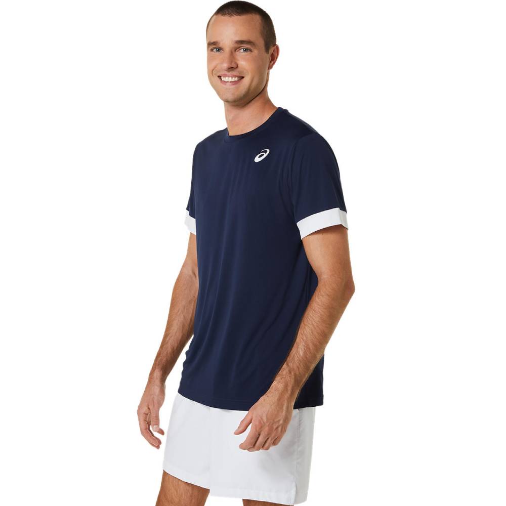 ASICS Men's Performance Tennis Polo Shirt - Breathable Quick-Dry Short Sleeve Top for Court Sports (Navy/White) | Ideal for Tennis, Pickleball & Casual Wear