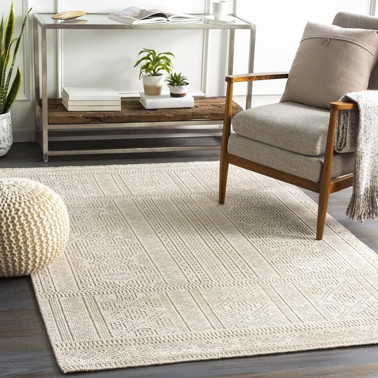Mark&Day Traditional Beige Runner Rug 2x8 – Non-Slip Hallway Carpet for Bedroom, Kitchen & Living Room – Soft Jaimie Design in White/Beige (2'6