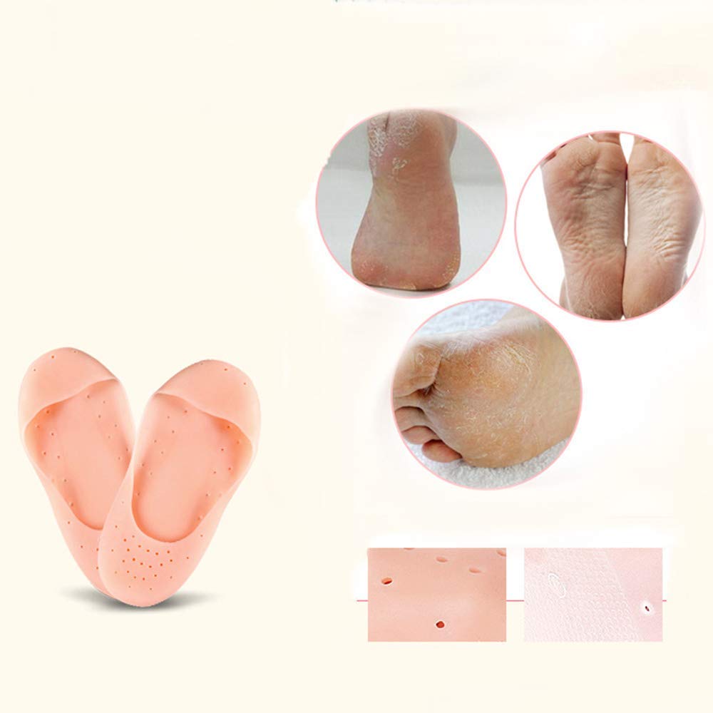 Full Length Silicone Foot Protector Moisturizing Socks for Dry Cracked Feet & Heel Pain Relief - Breathable Anti-Slip Heel Pads for Overnight Foot Care - Perfect for Sleeping, Pedicures & Diabetic Foot Therapy