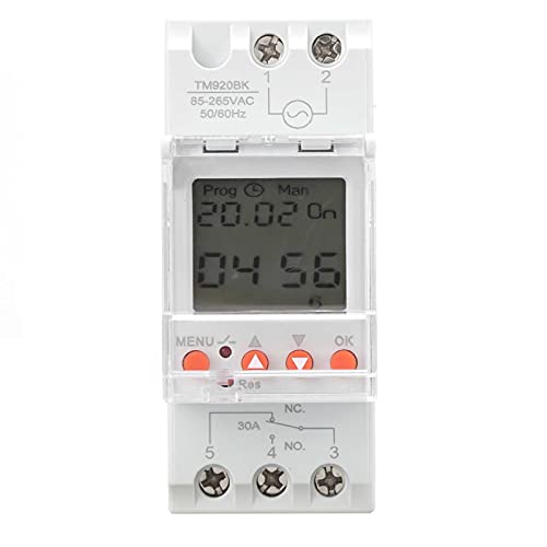 24-Hour Smart Analog Timer Switch - DIN Rail Mount 85-265V 30A Programmable Power Controller for Smart Home Automation | Perfect for Lighting Control, Appliances, HVAC & Industrial Equipment